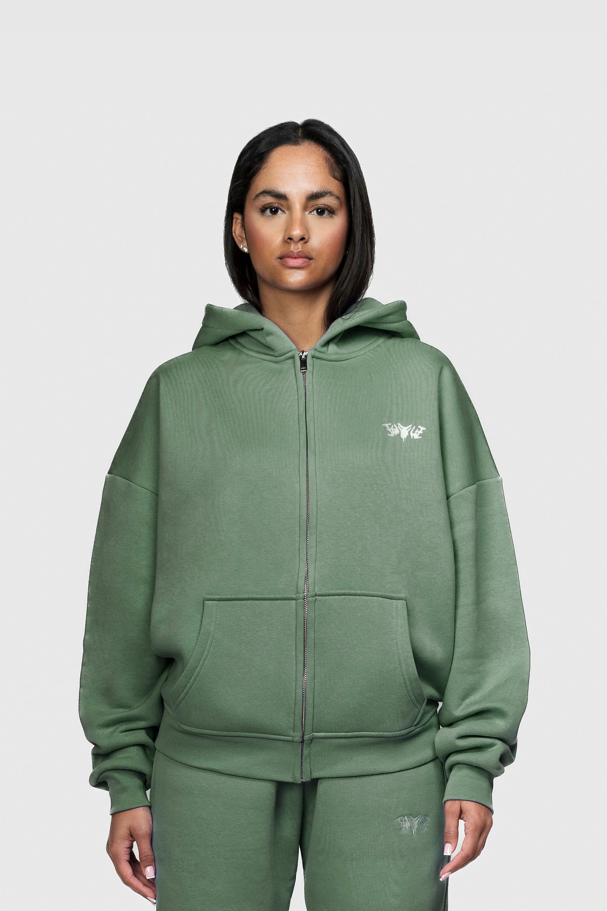 BASIC ZIP HOODIE EMERALD GREEN