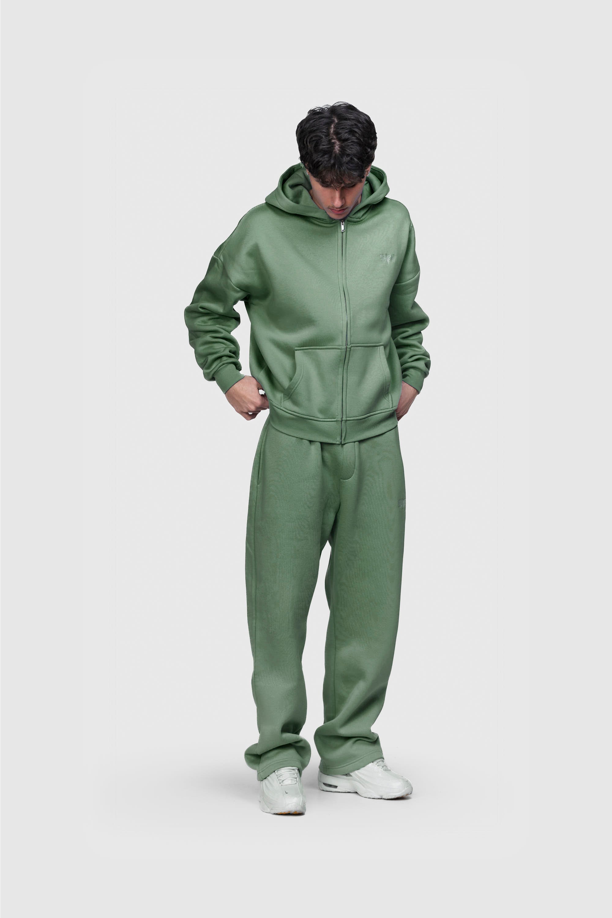 BASIC ZIP HOODIE EMERALD GREEN