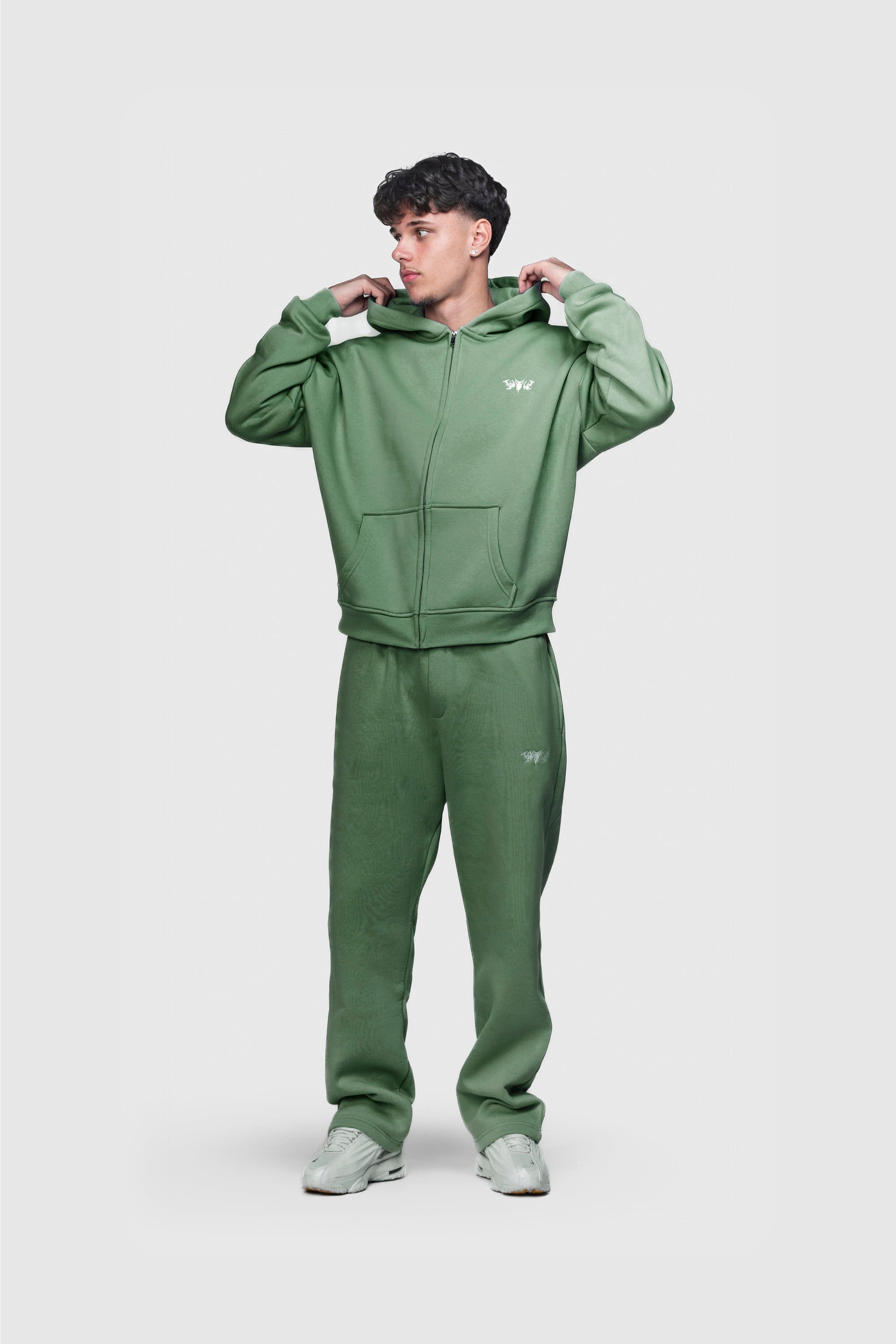 BASIC ZIP HOODIE EMERALD GREEN