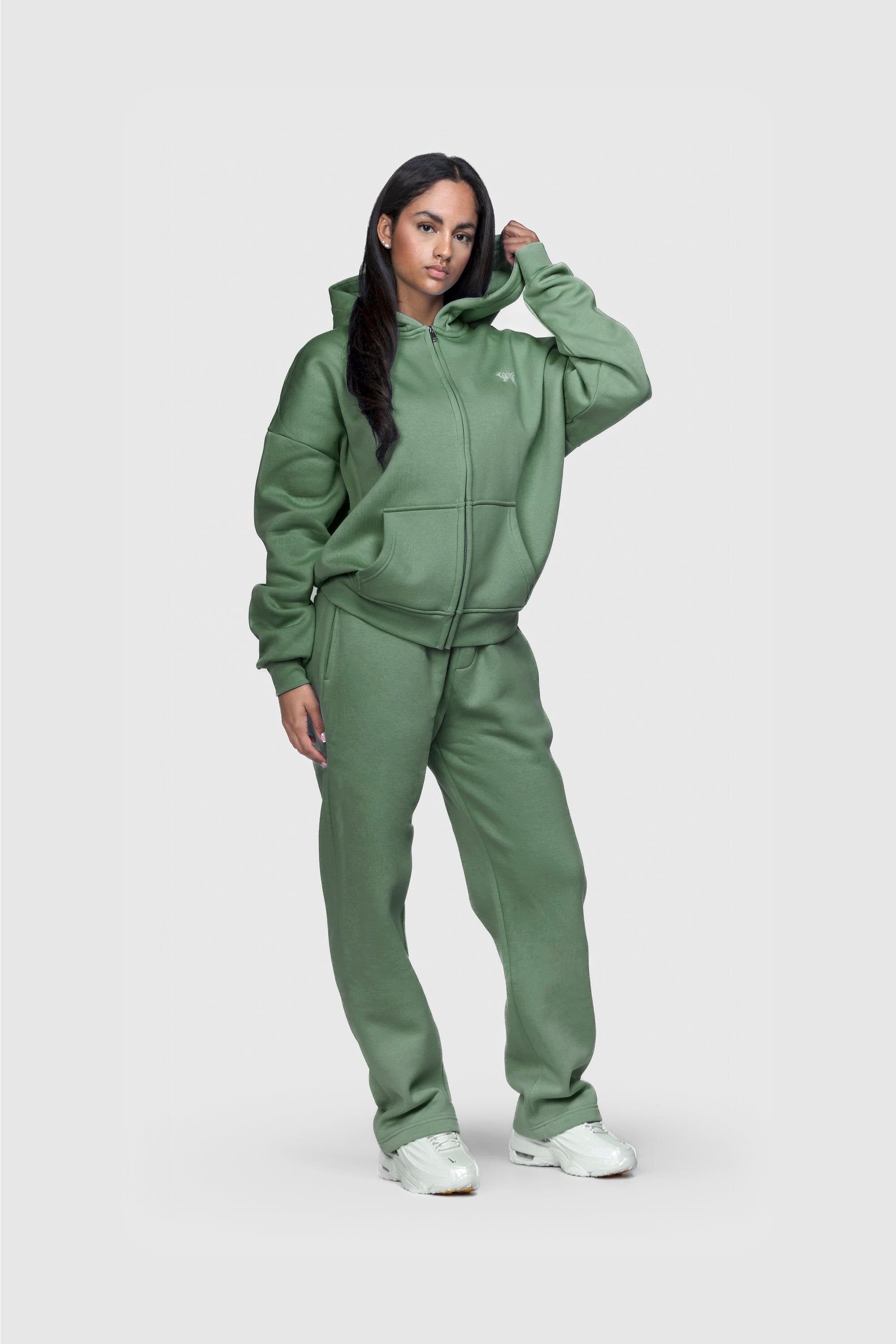 BASIC ZIP HOODIE EMERALD GREEN