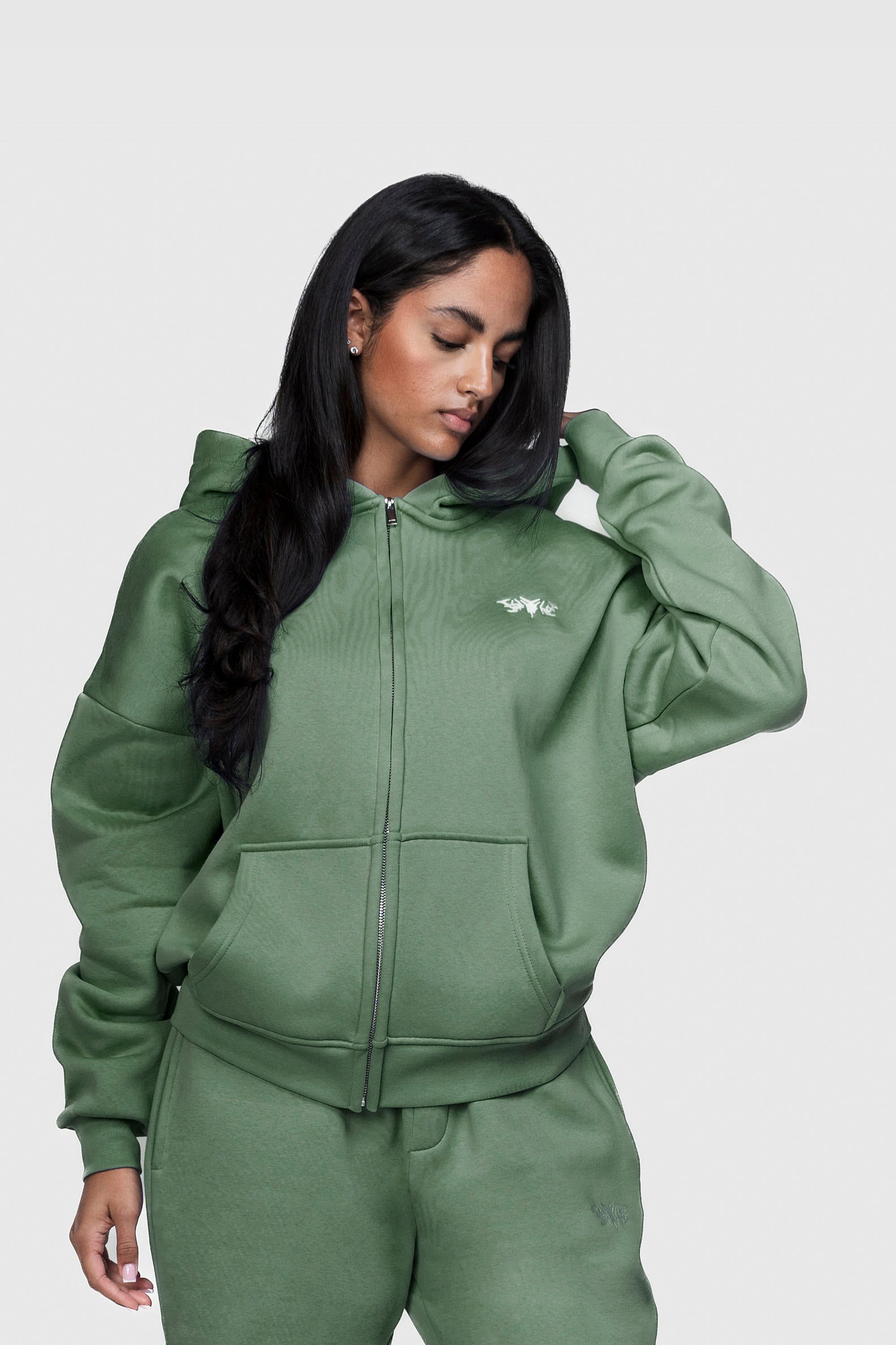 BASIC ZIP HOODIE EMERALD GREEN