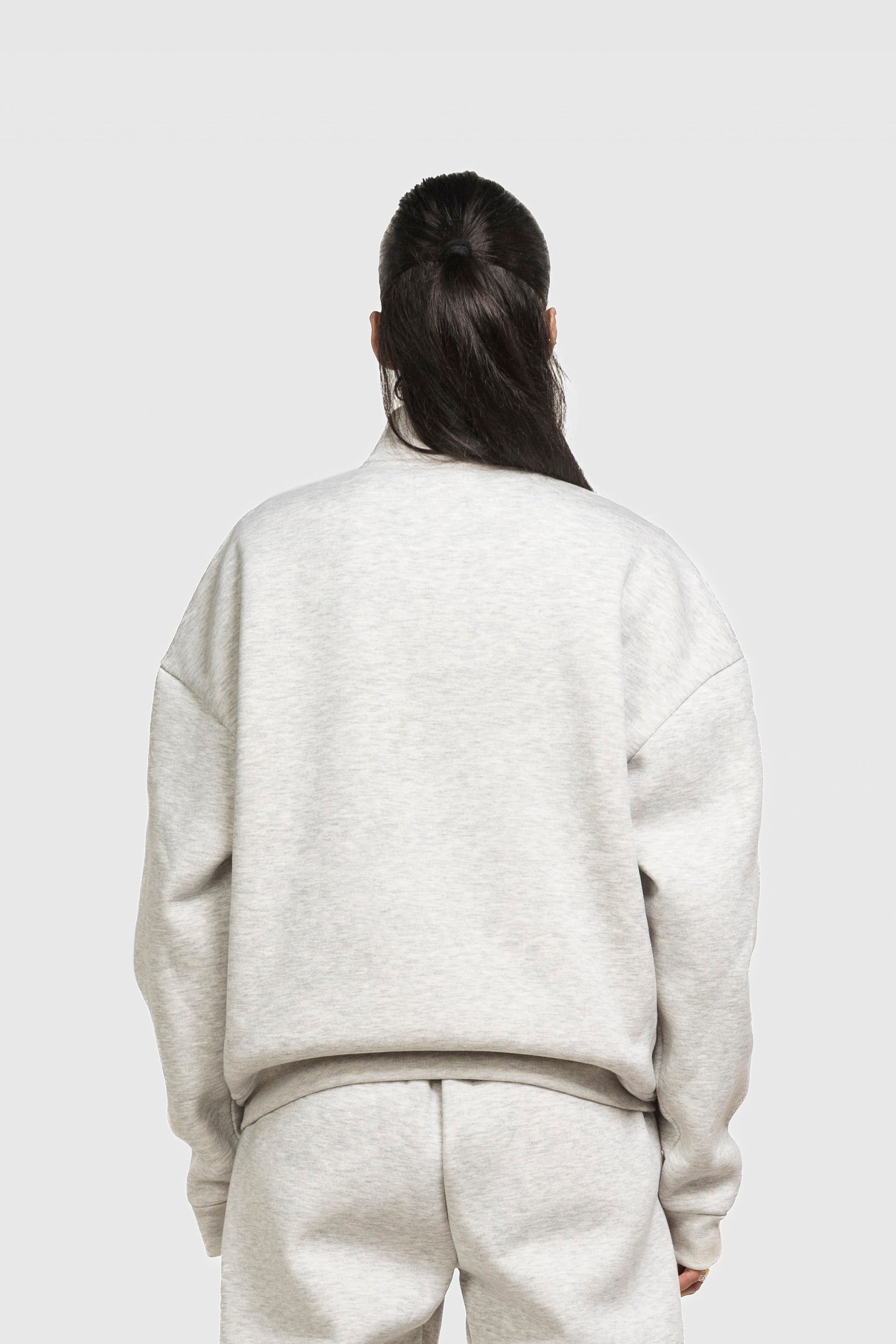 BASIC HIGH NECK ZIP LIGHT GREY