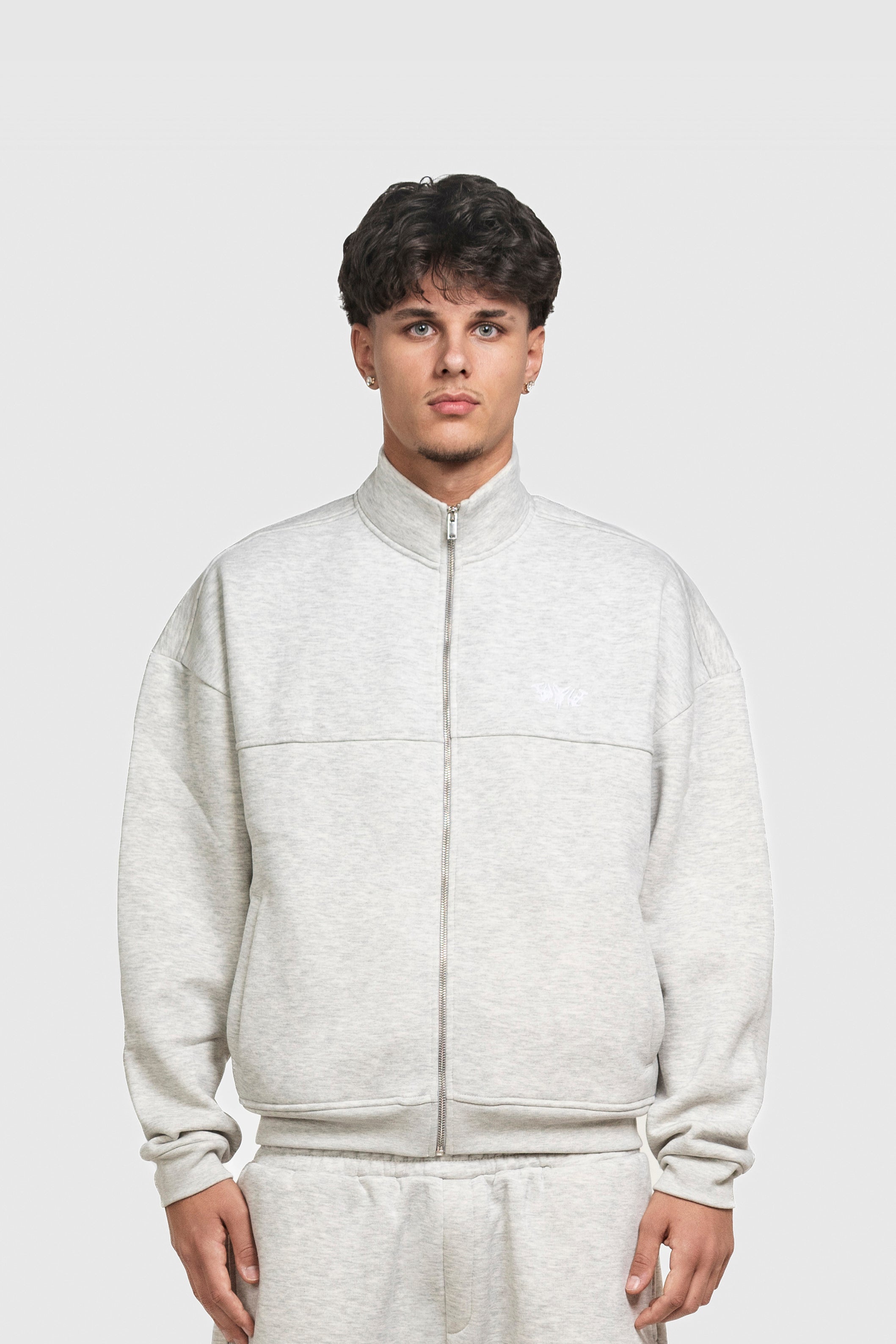 BASIC HIGH NECK ZIP LIGHT GREY