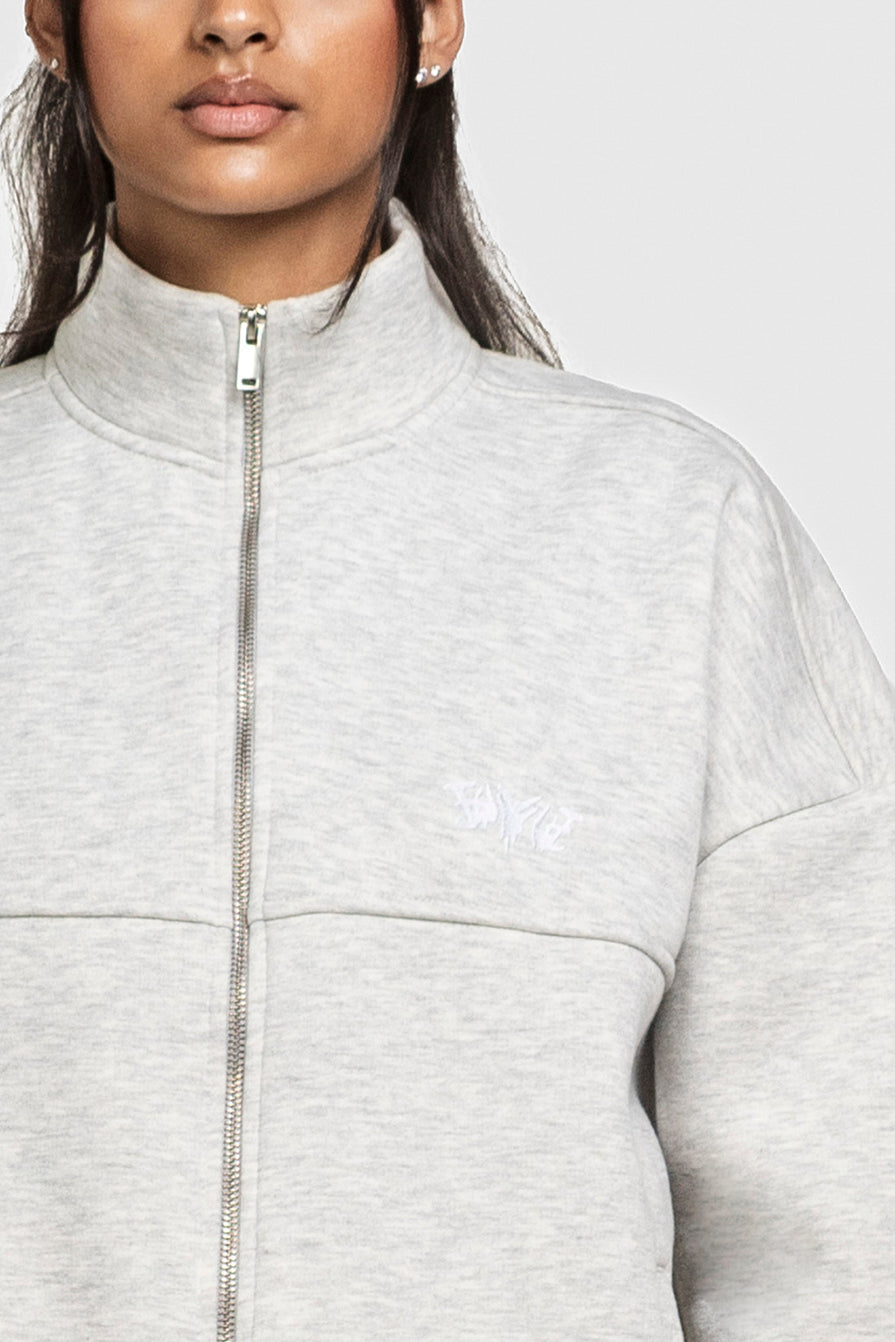 BASIC HIGH NECK ZIP LIGHT GREY