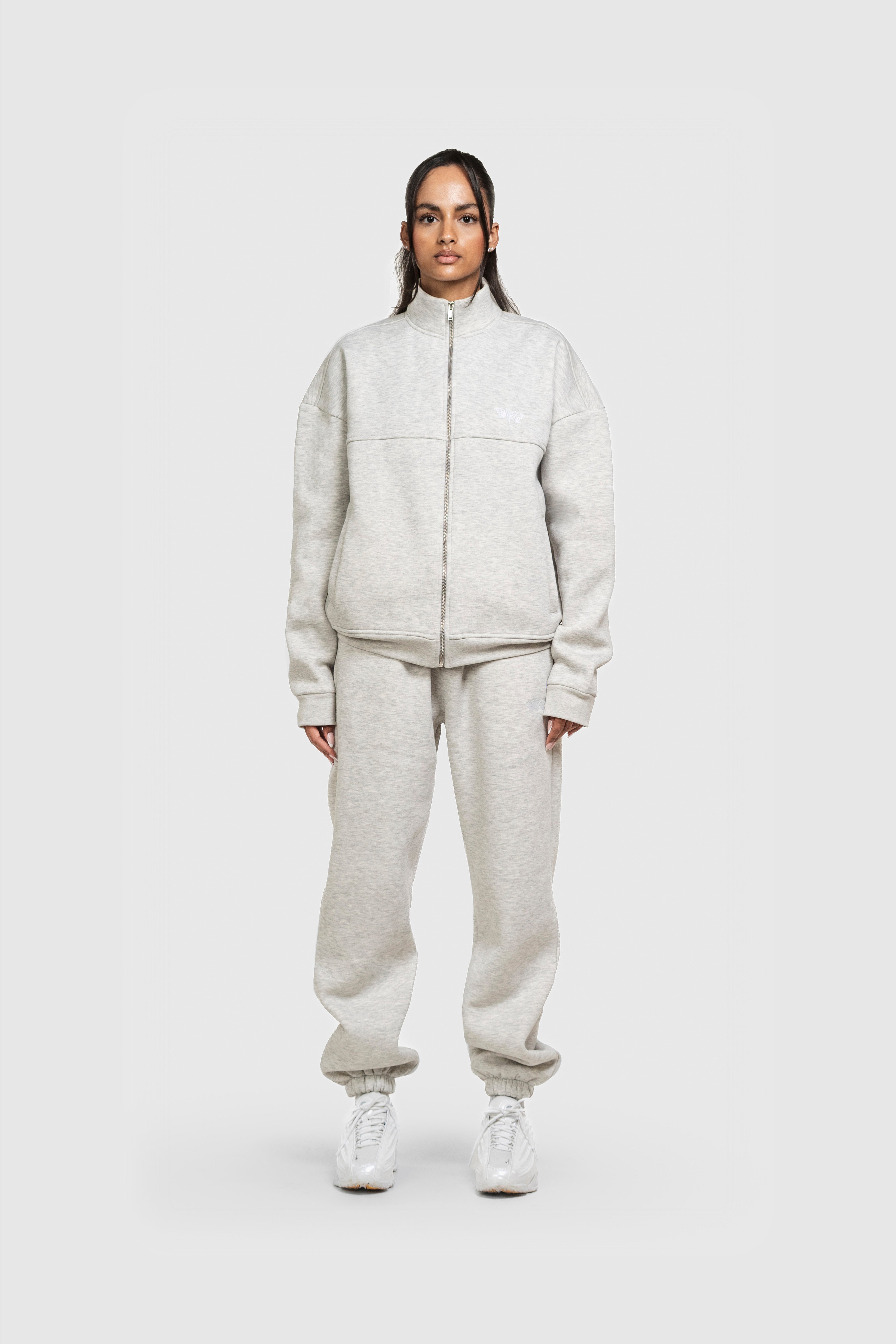 BASIC HIGH NECK ZIP LIGHT GREY