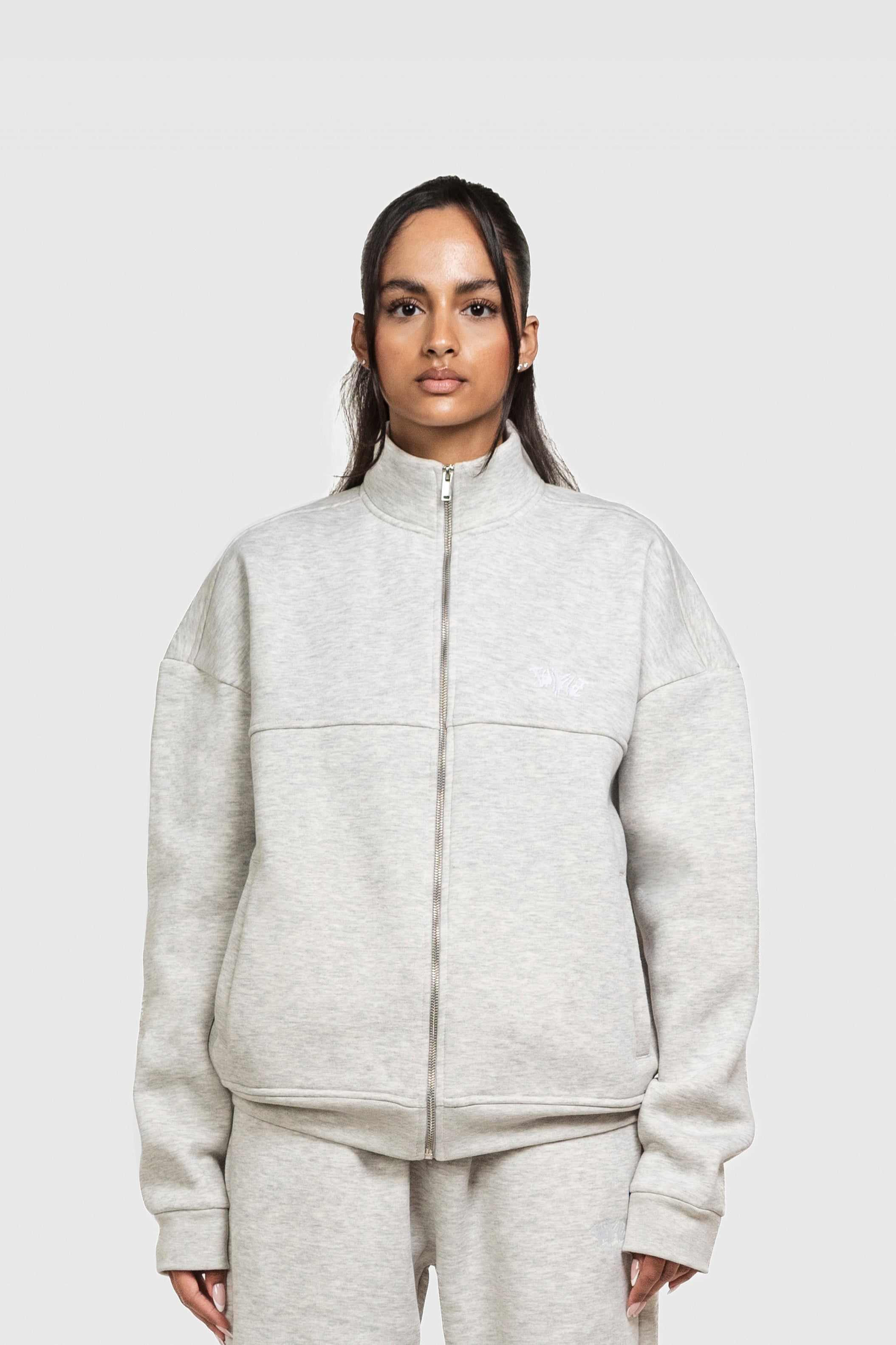 BASIC HIGH NECK ZIP LIGHT GREY