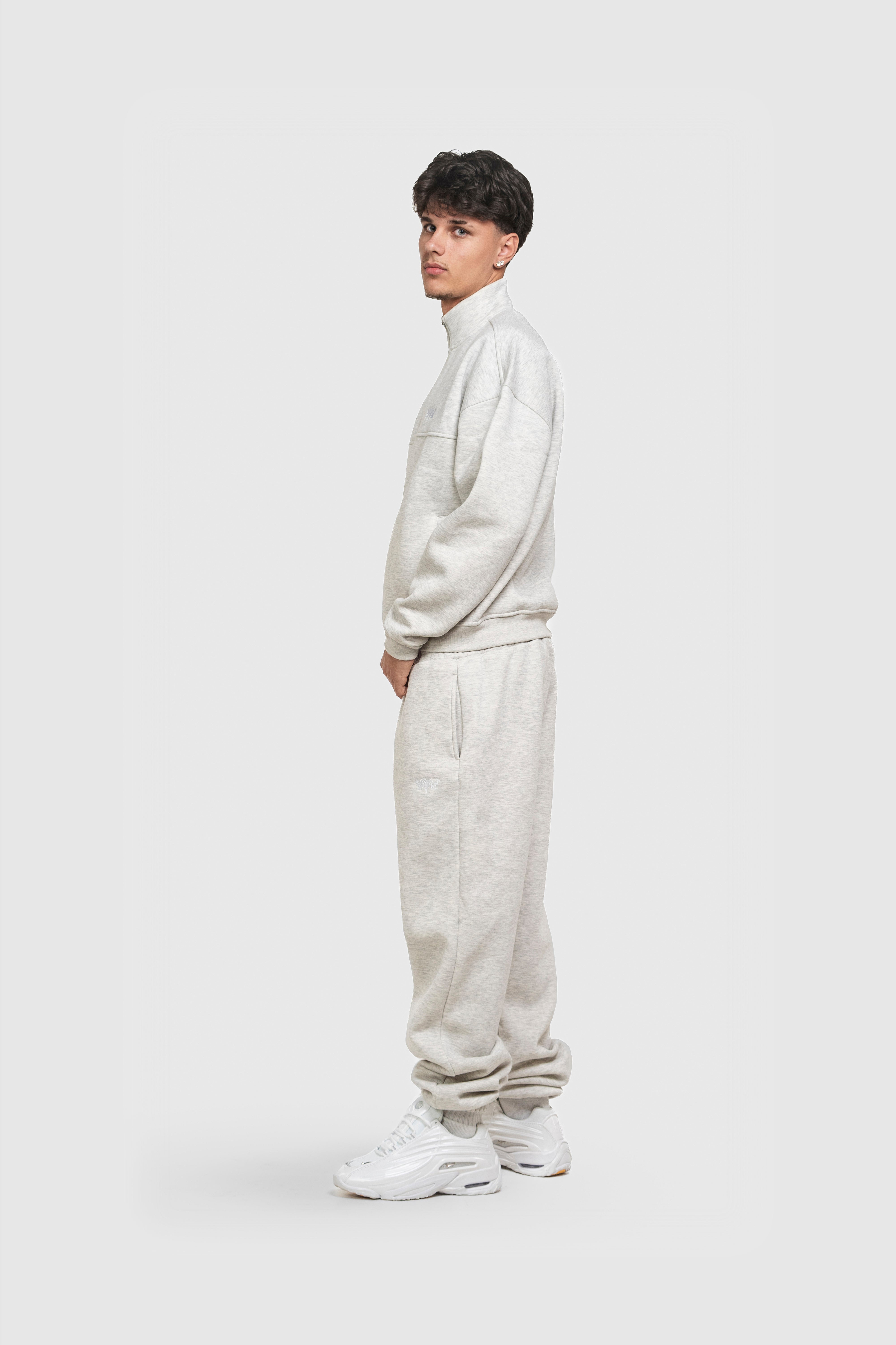 BASIC HIGH NECK ZIP LIGHT GREY