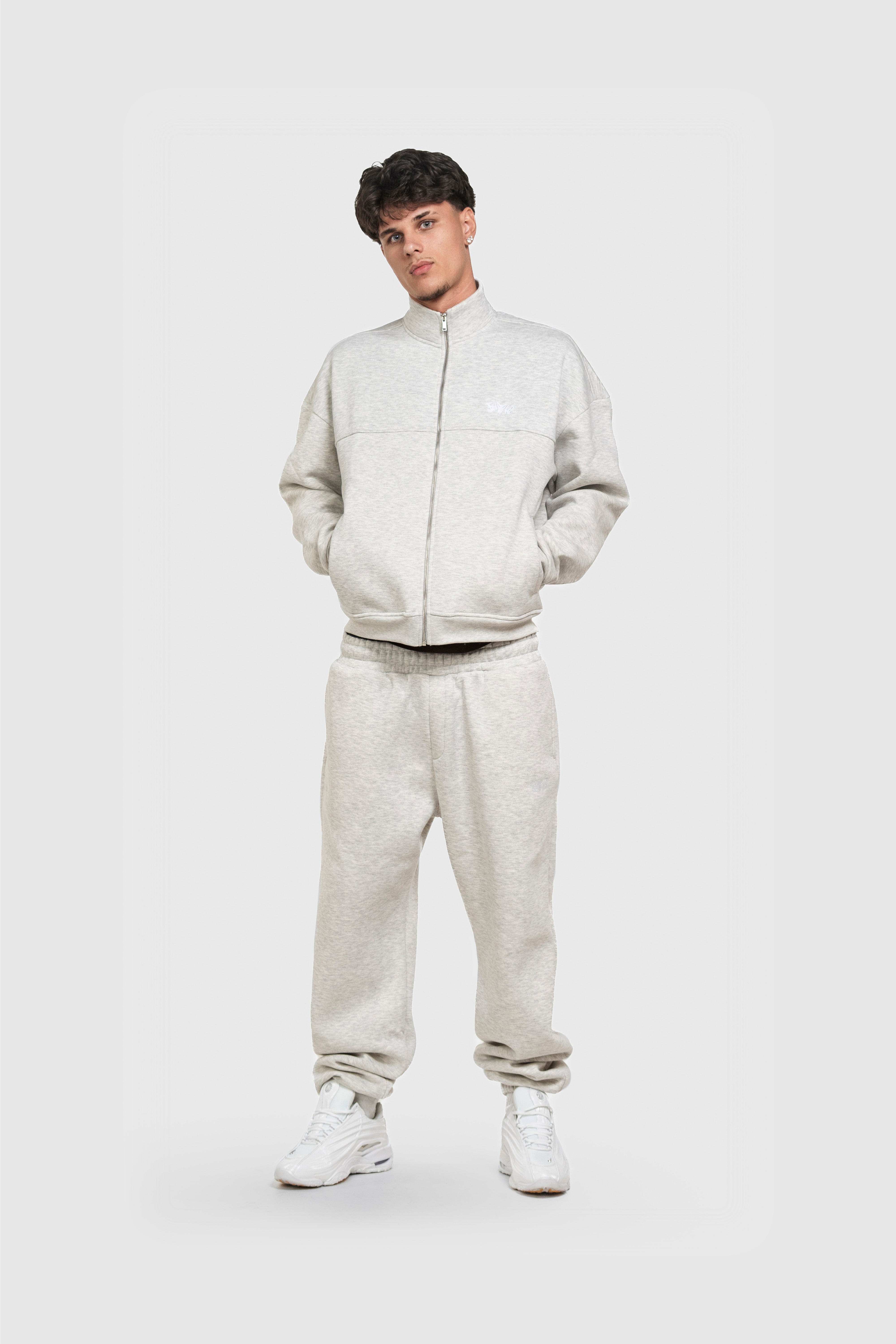 BASIC HIGH NECK ZIP LIGHT GREY