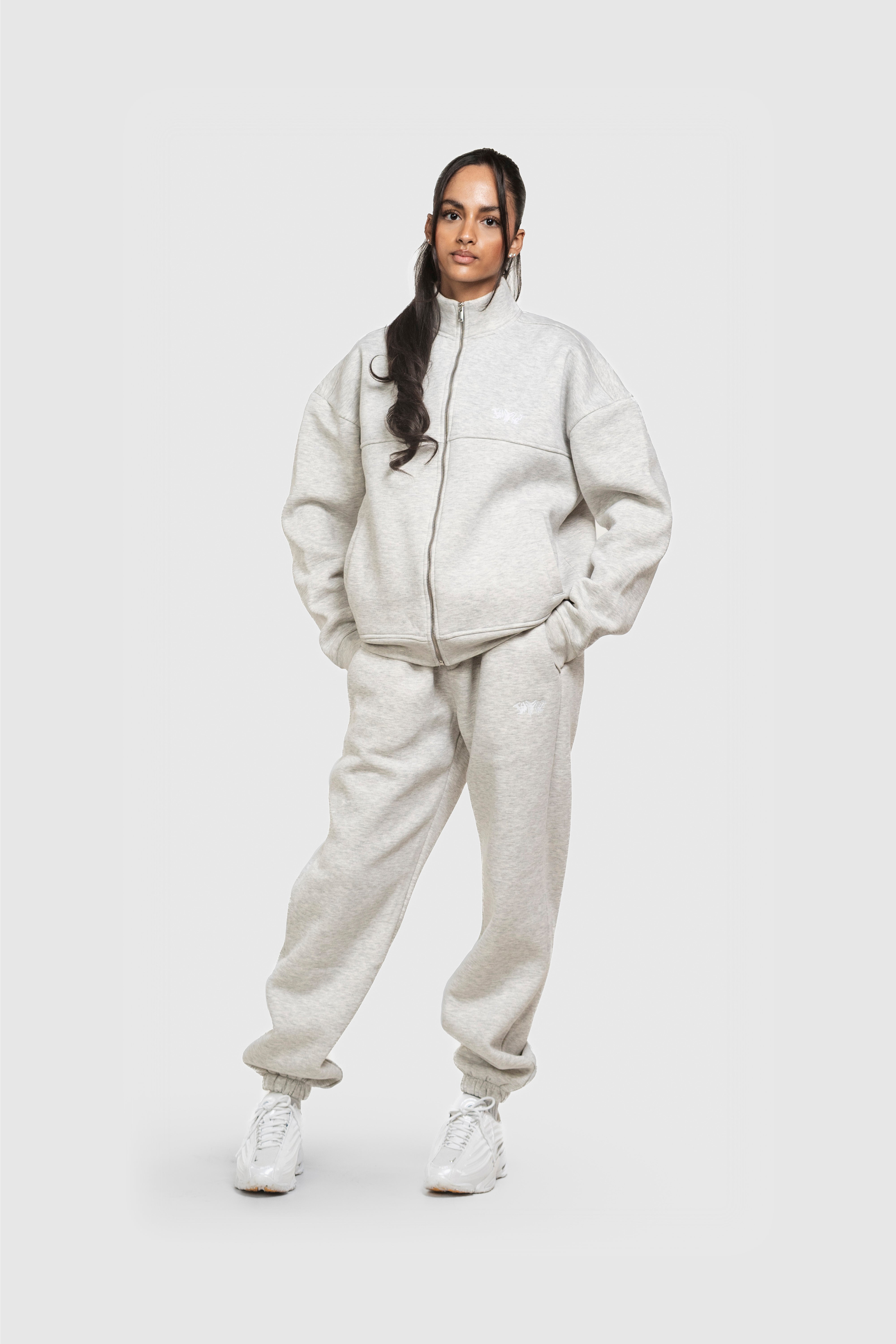 BASIC HIGH NECK ZIP LIGHT GREY