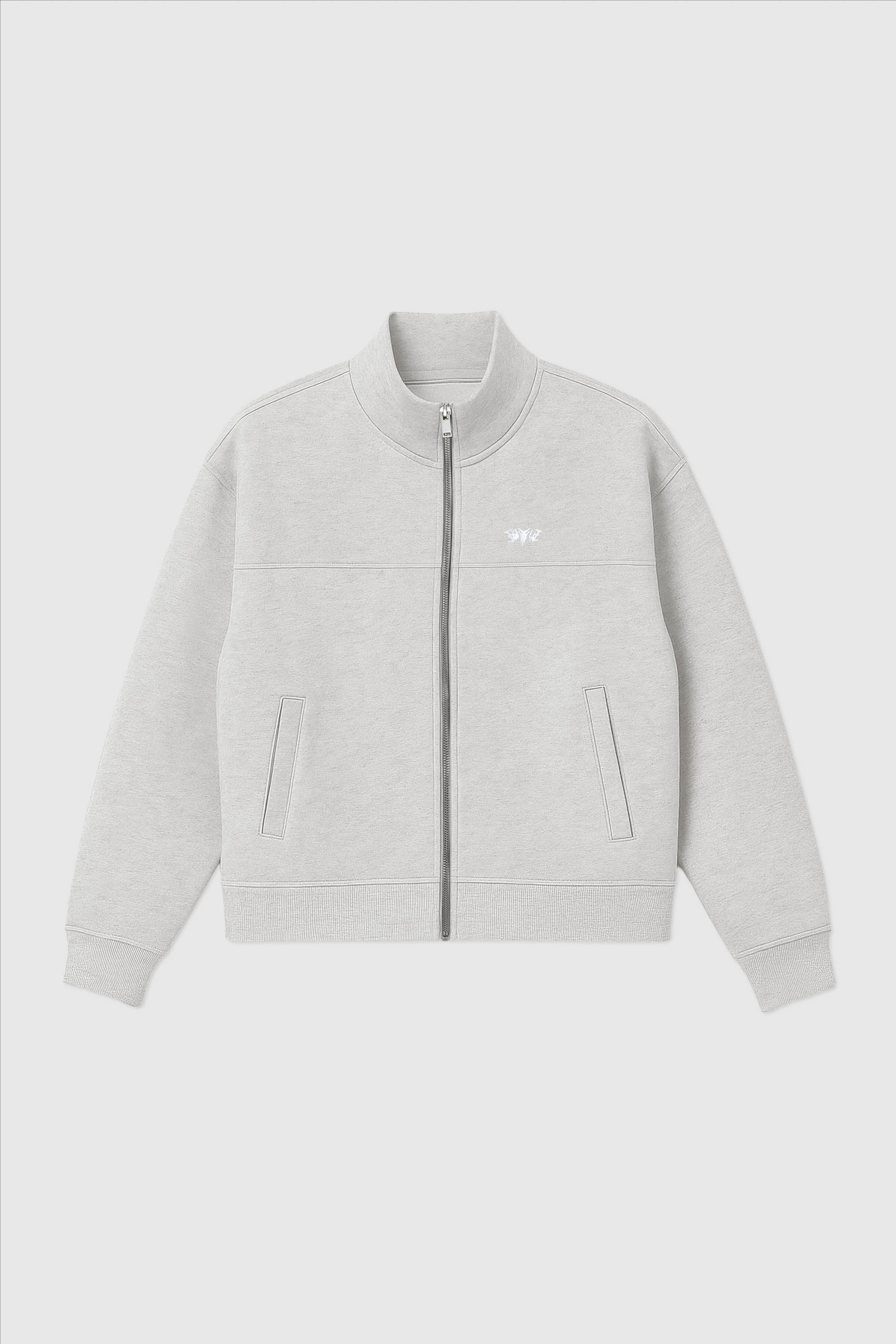 BASIC HIGH NECK ZIP LIGHT GREY