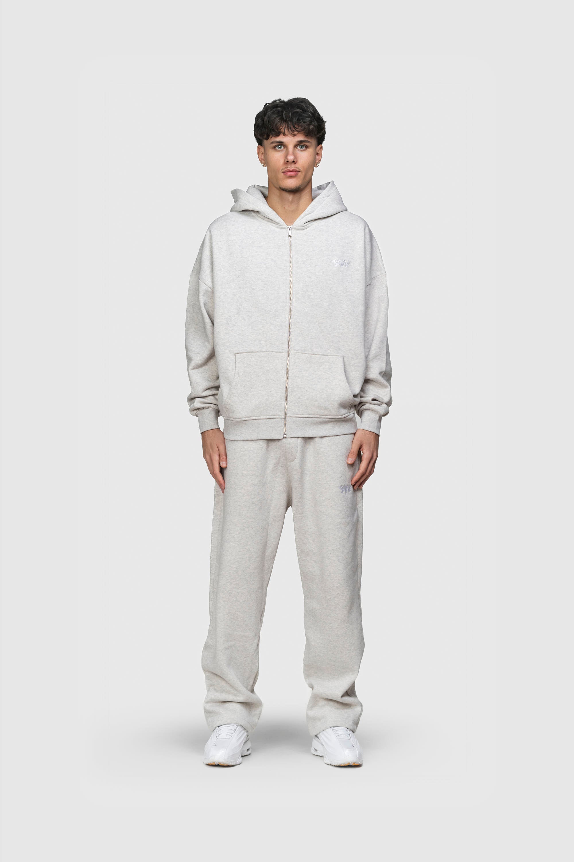 BASIC ZIP HOODIE GREY MELANGE