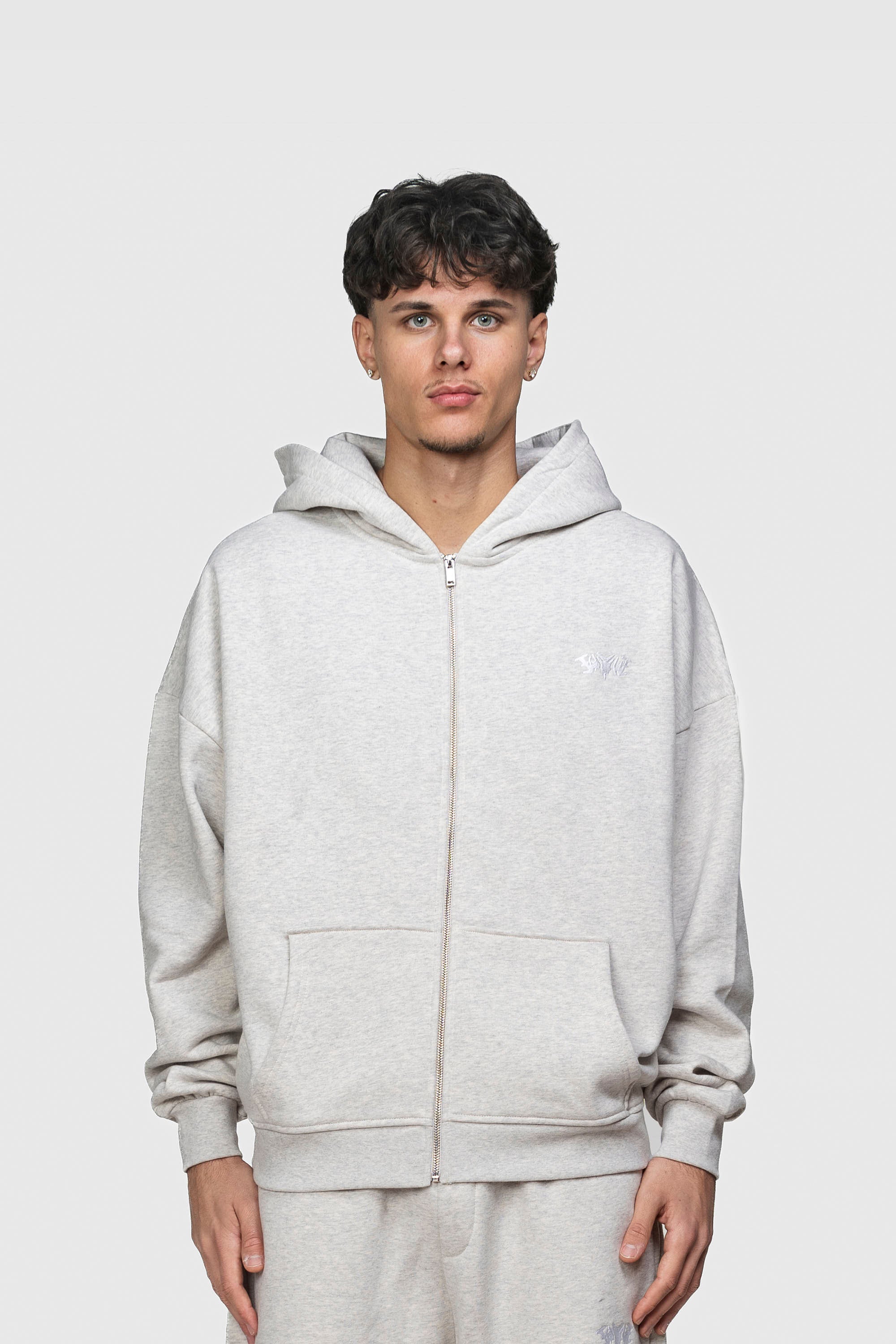 BASIC ZIP HOODIE GREY MELANGE