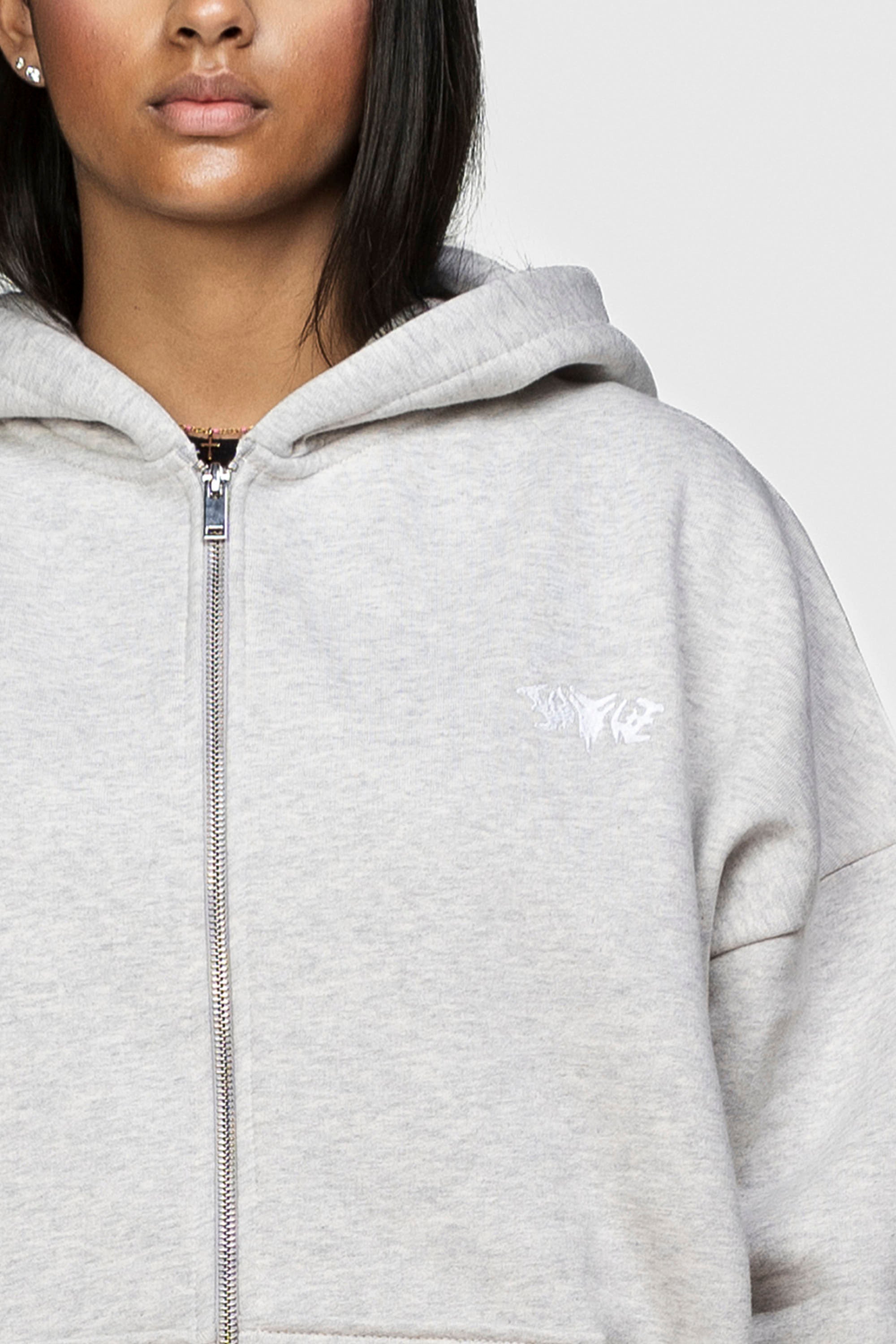 BASIC ZIP HOODIE GREY MELANGE