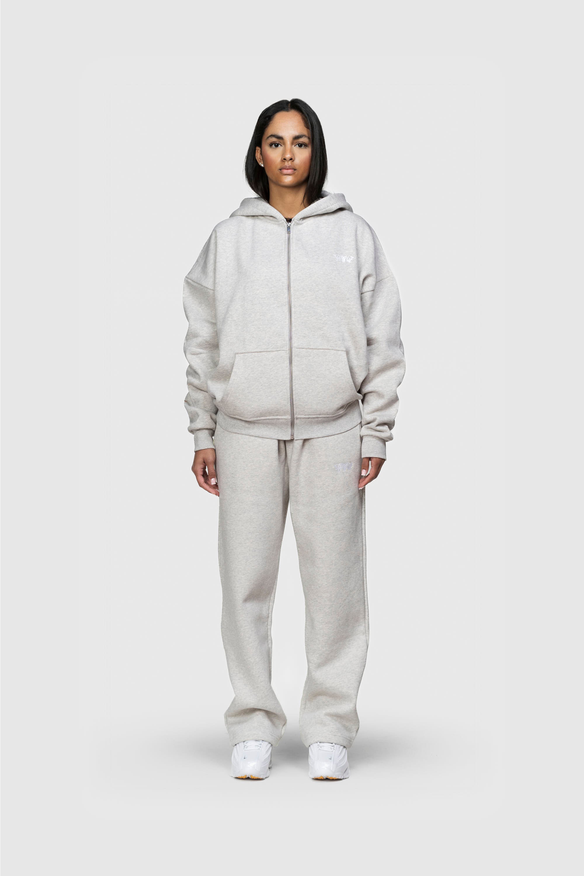 BASIC ZIP HOODIE GREY MELANGE