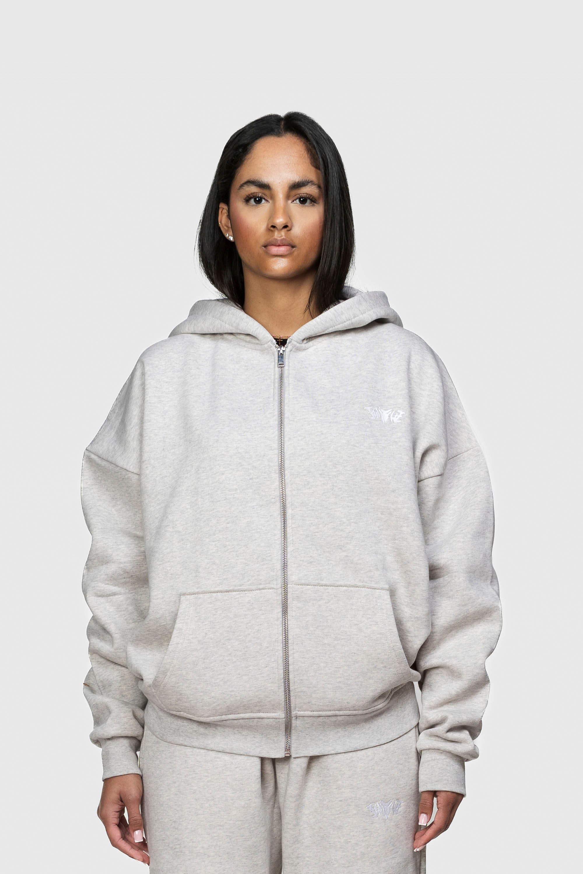 BASIC ZIP HOODIE GREY MELANGE