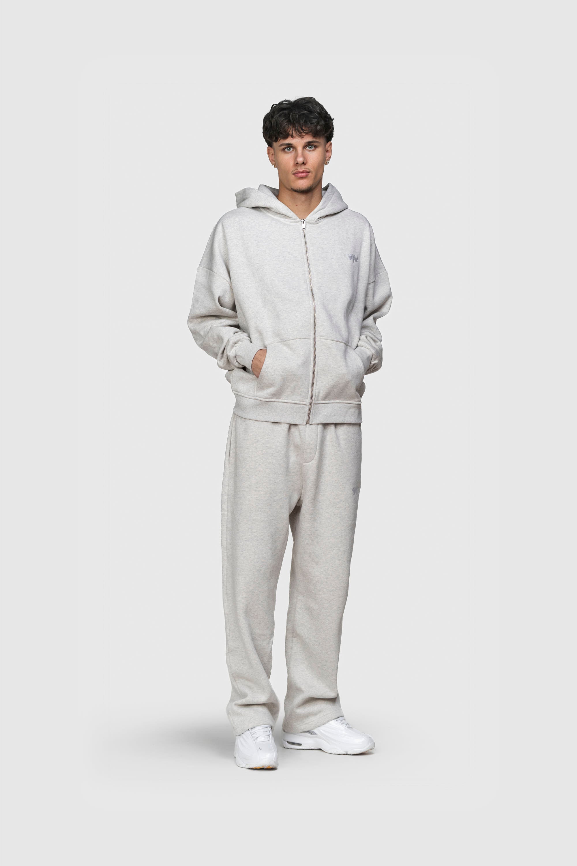 BASIC ZIP HOODIE GREY MELANGE