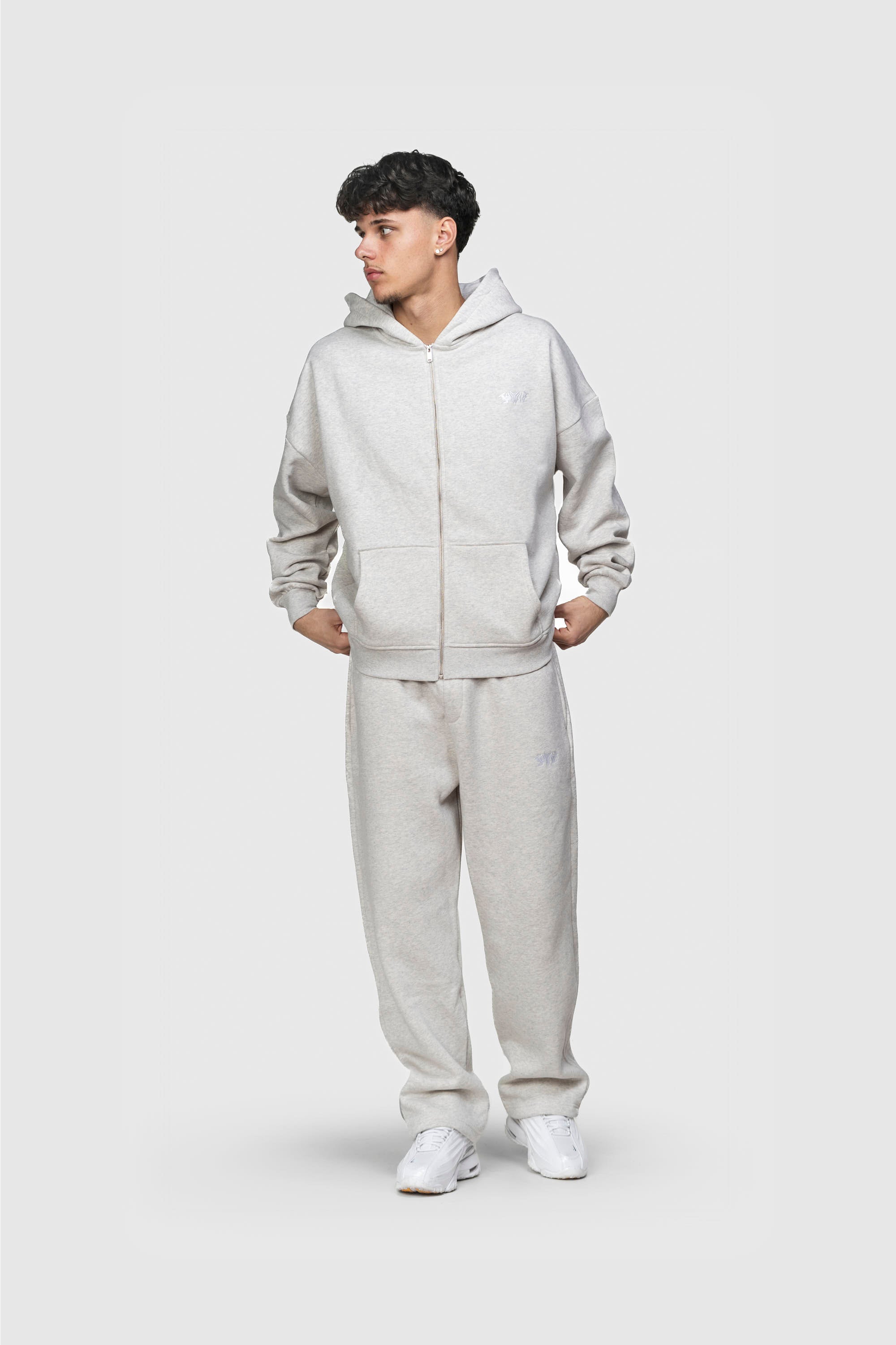 BASIC ZIP HOODIE GREY MELANGE