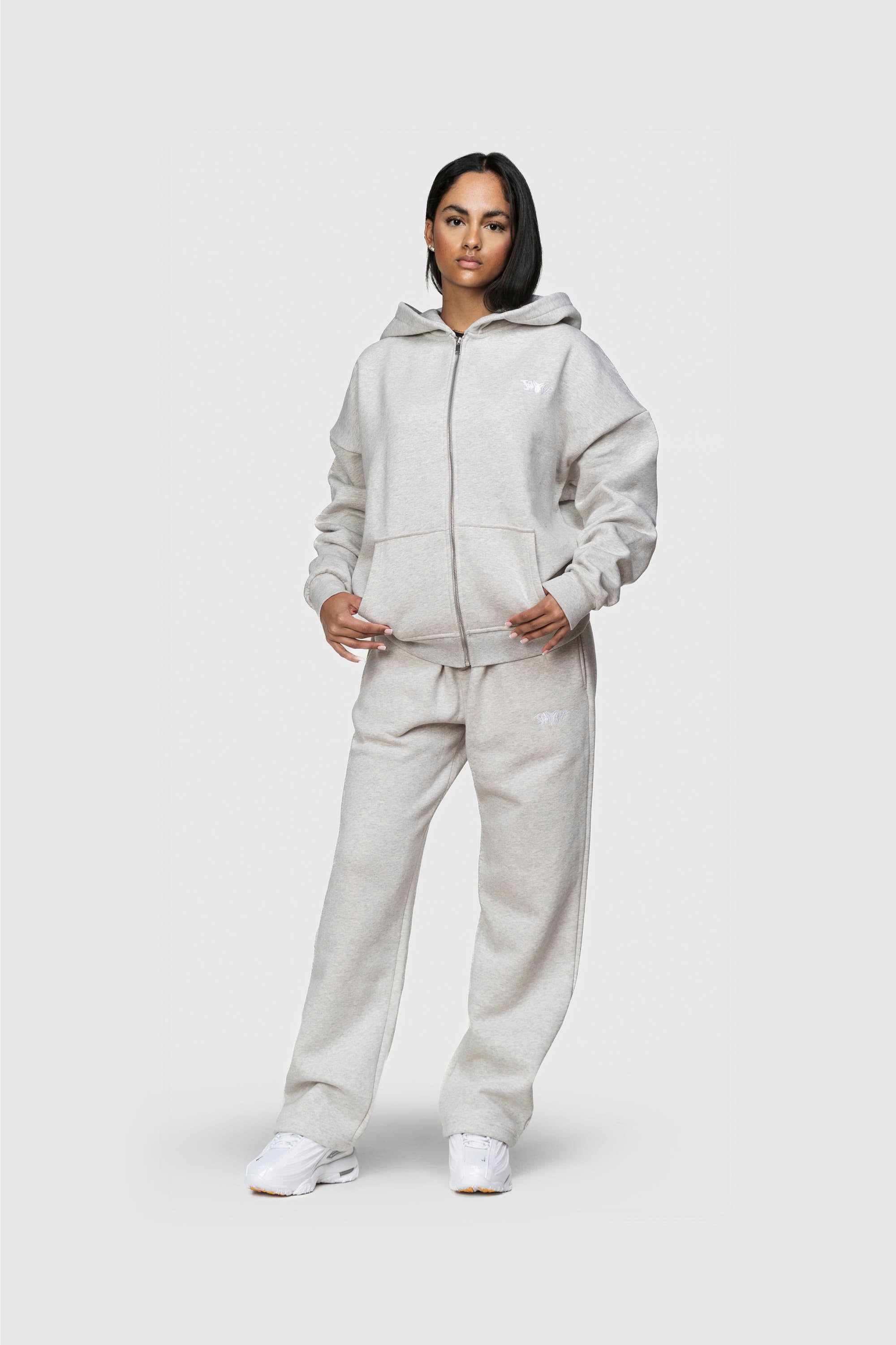 BASIC ZIP HOODIE GREY MELANGE