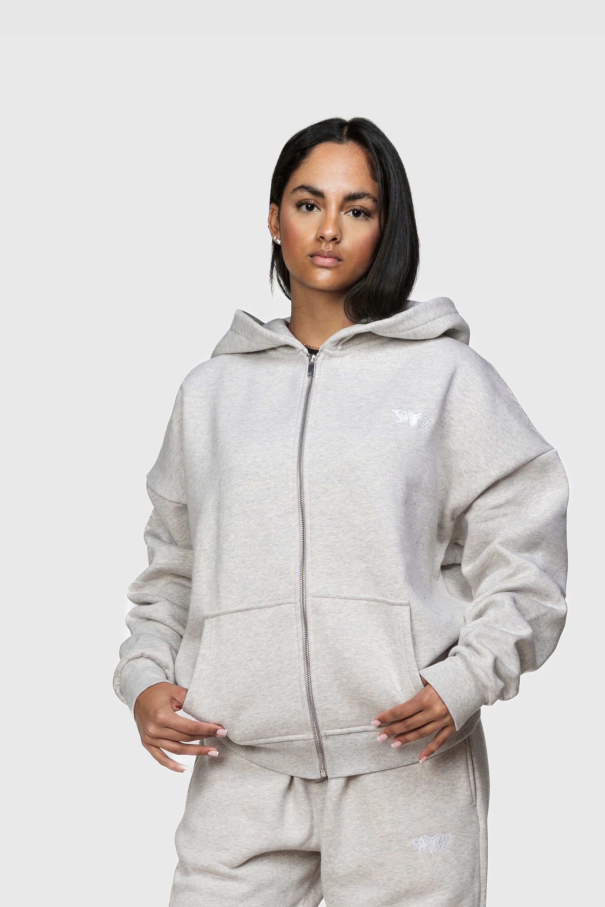 BASIC ZIP HOODIE GREY MELANGE