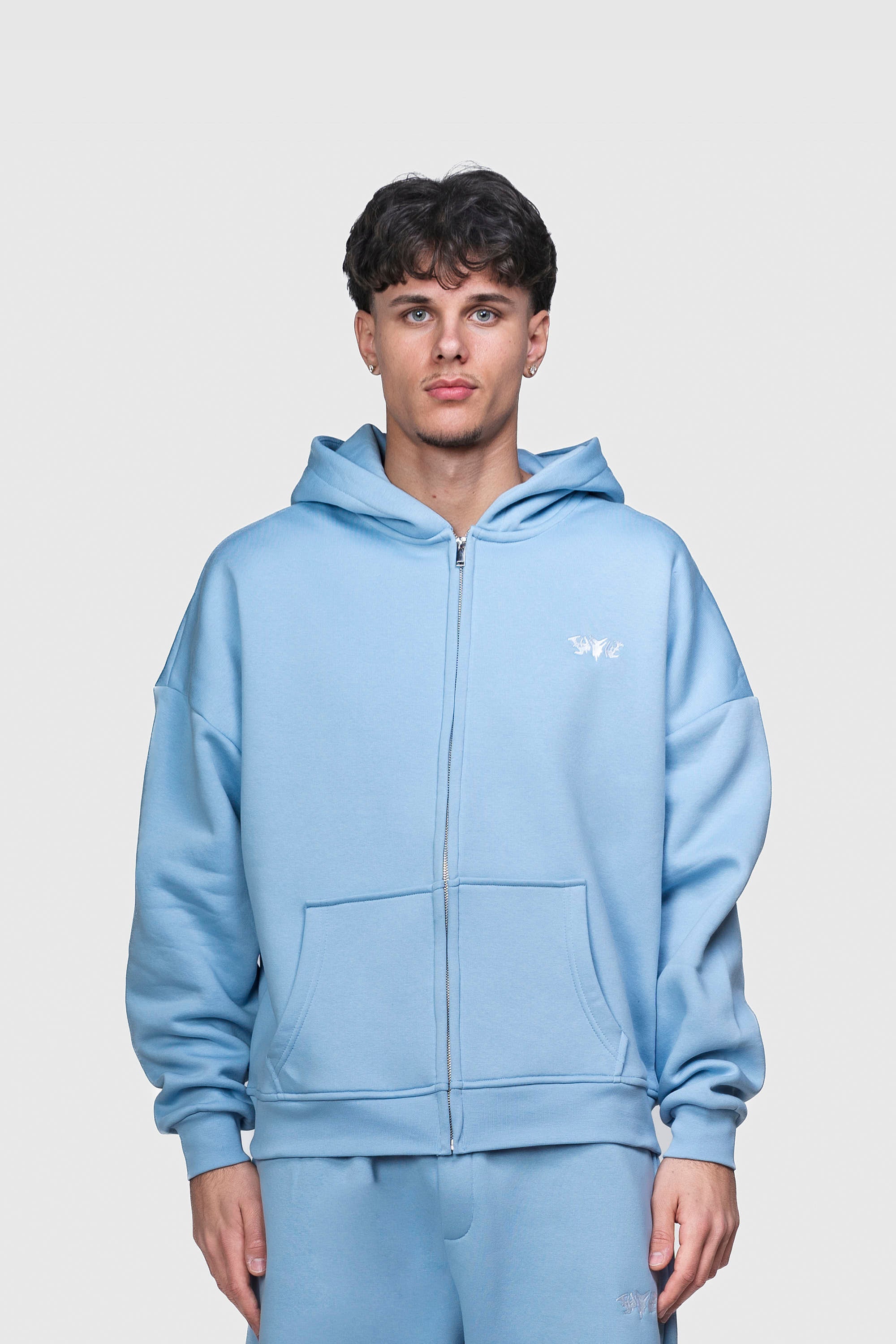 BASIC ZIP HOODIE BABYBLUE
