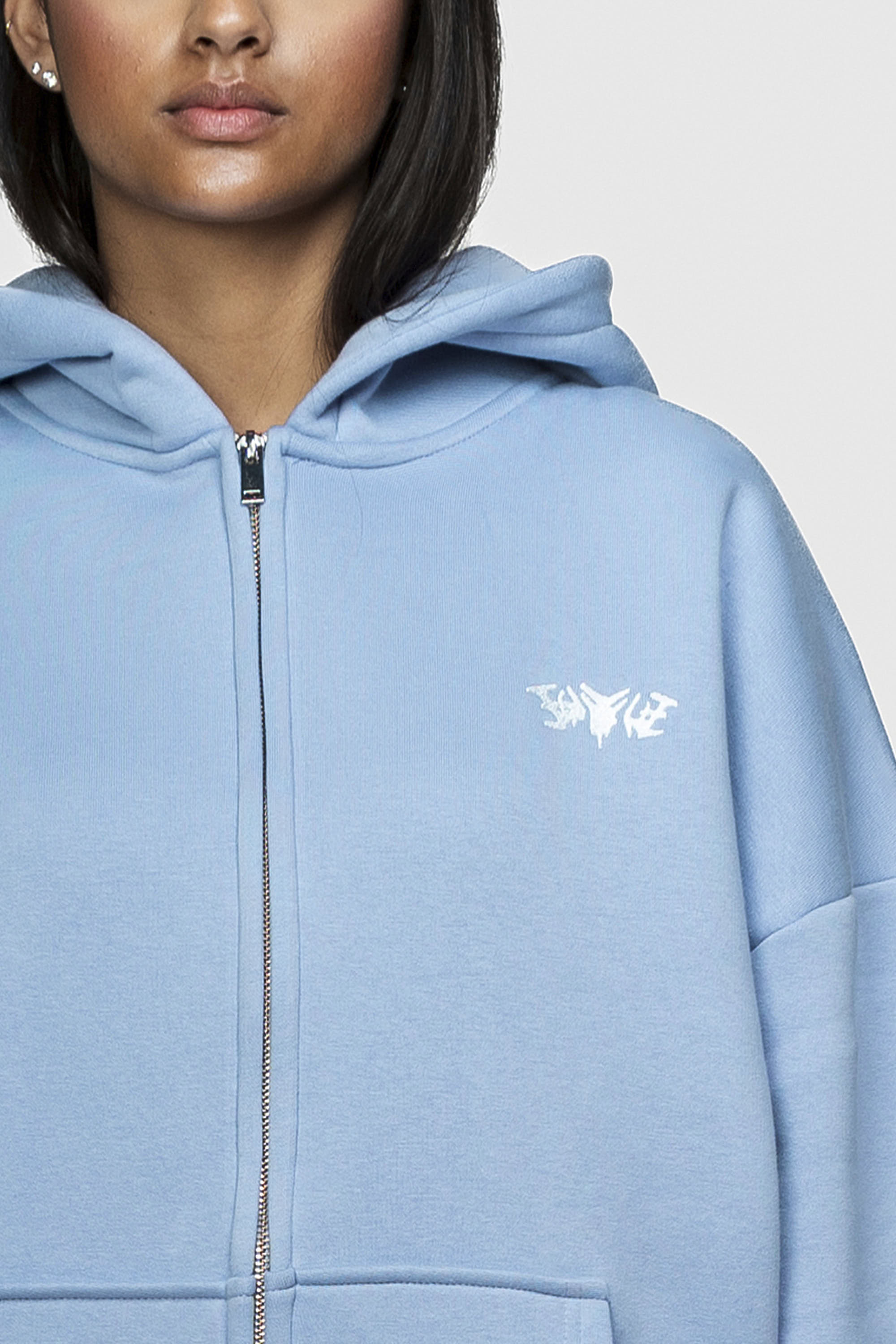 BASIC ZIP HOODIE BABYBLUE