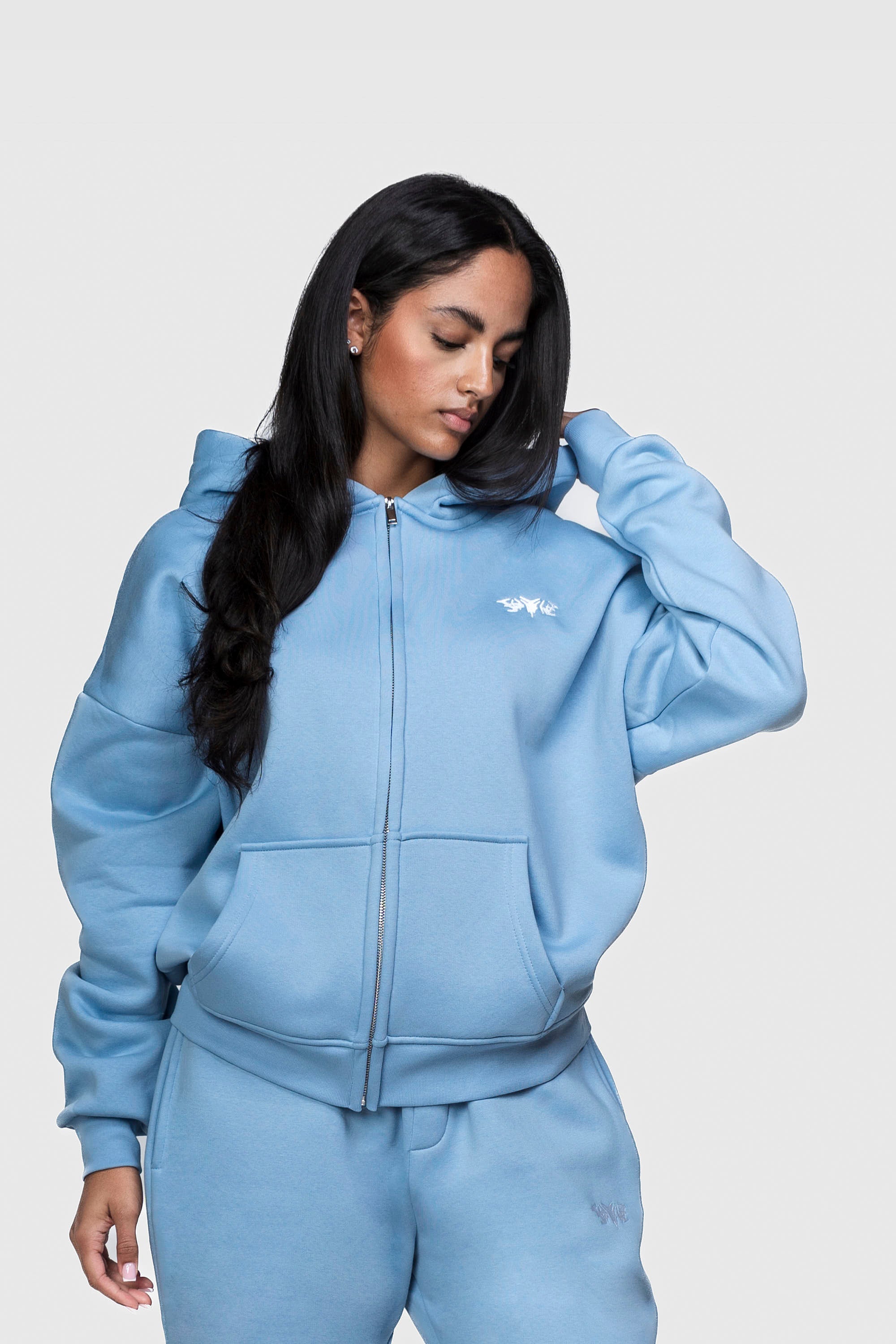 BASIC ZIP HOODIE BABYBLUE