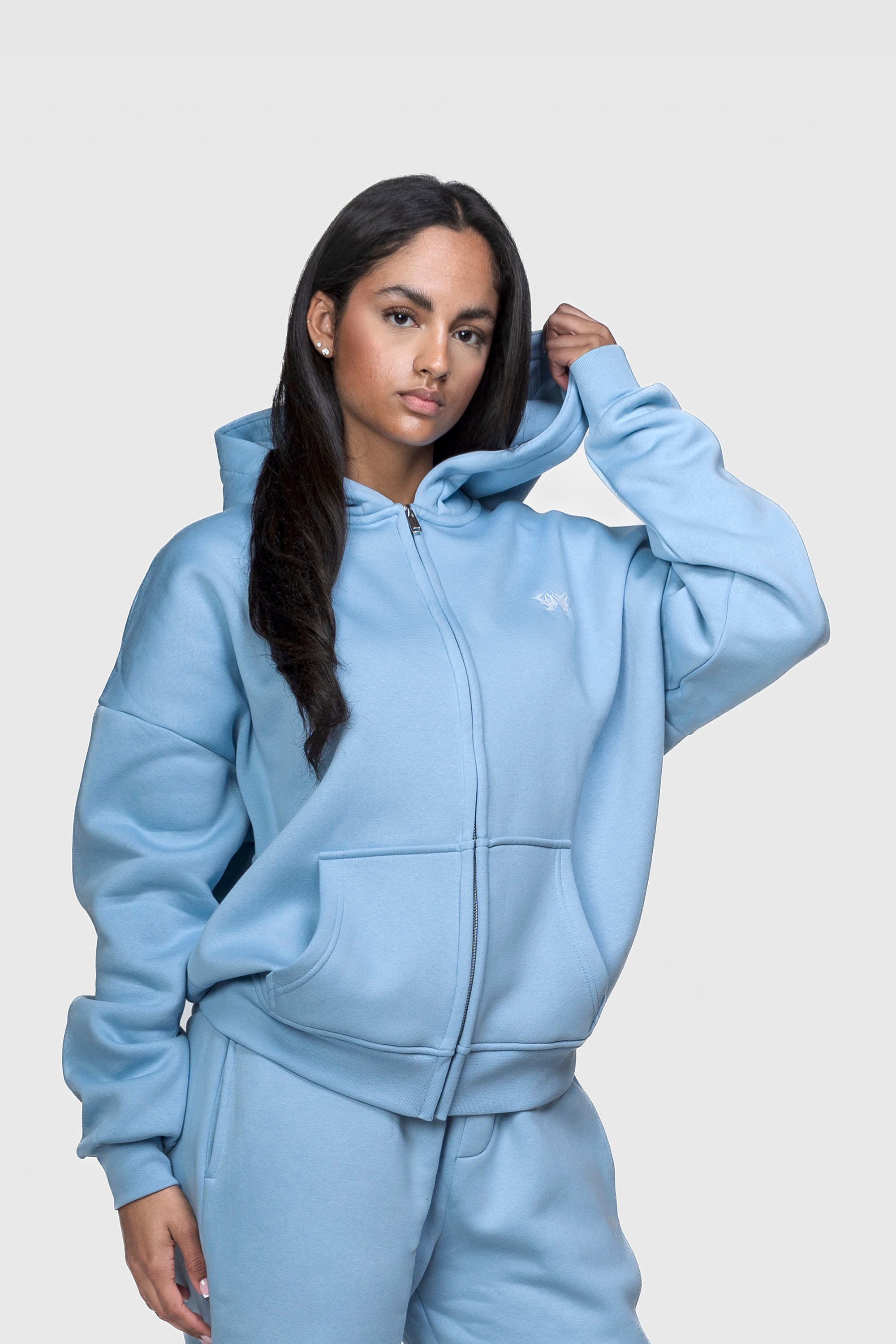 BASIC ZIP HOODIE BABYBLUE