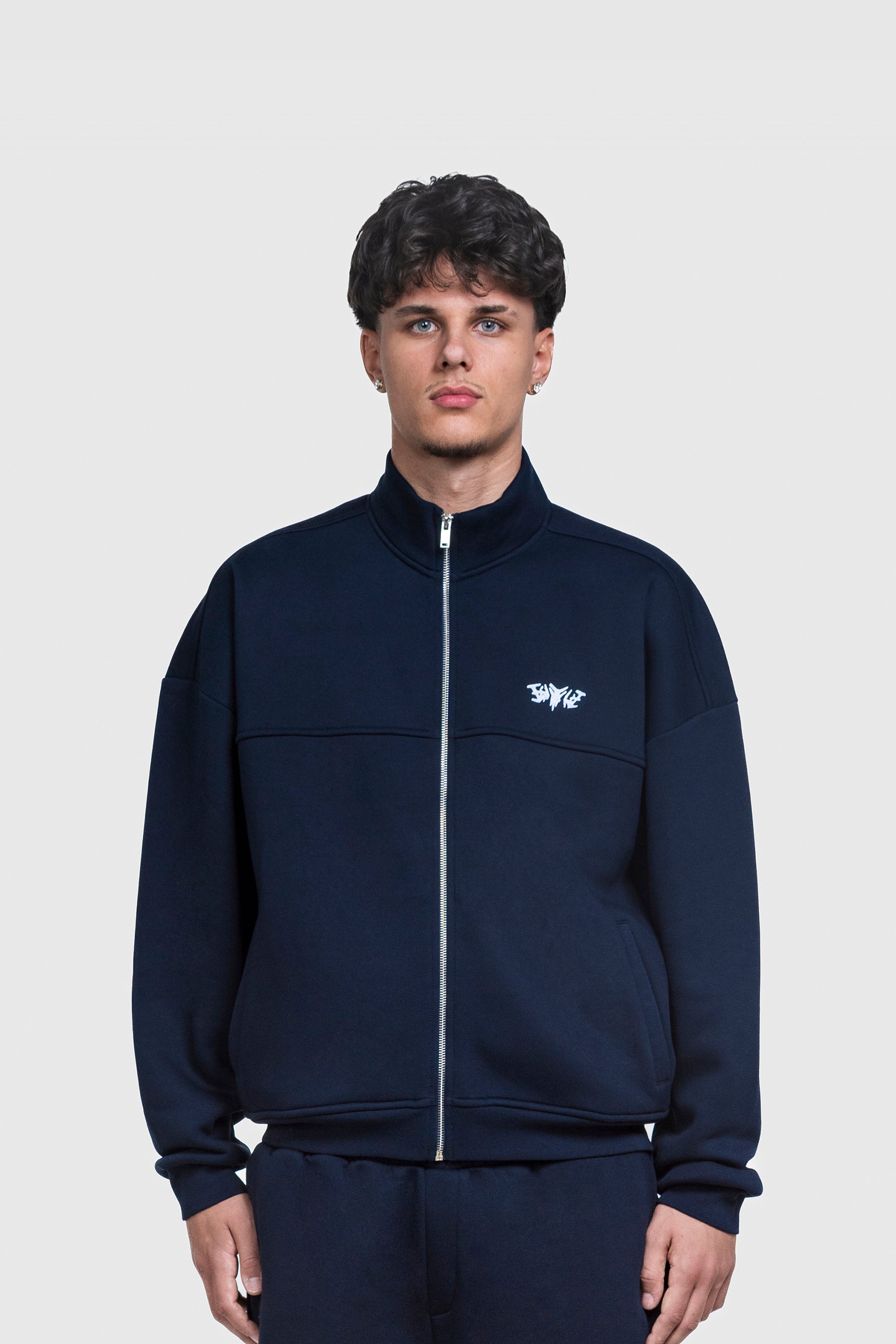 BASIC HIGH NECK ZIP NAVY