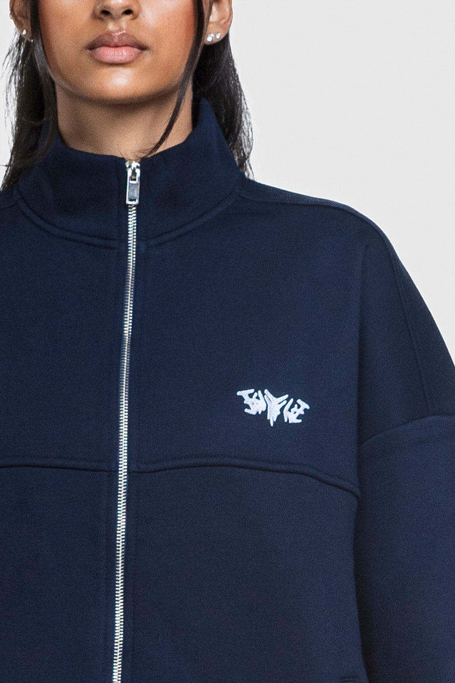 BASIC HIGH NECK ZIP NAVY