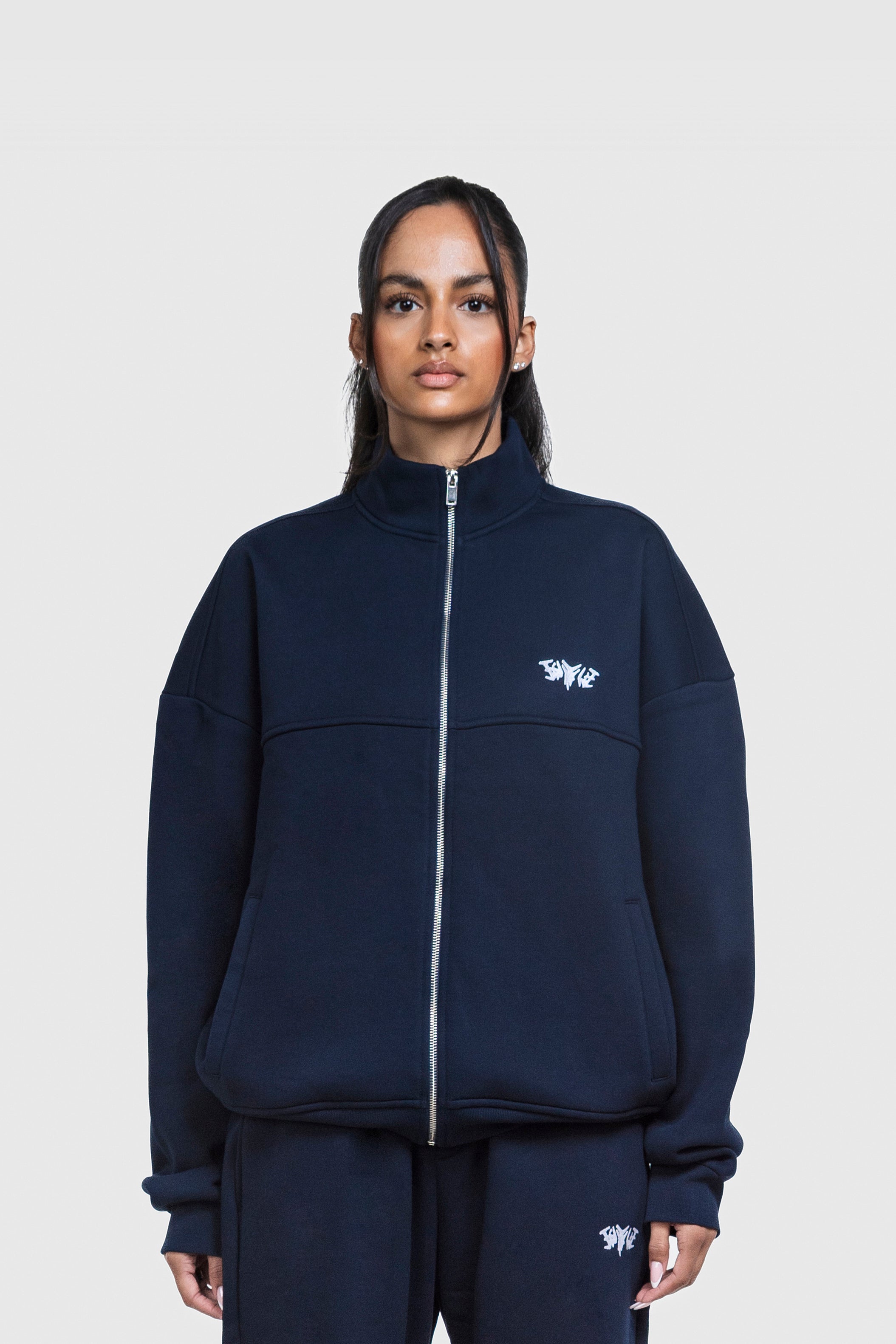 BASIC HIGH NECK ZIP NAVY
