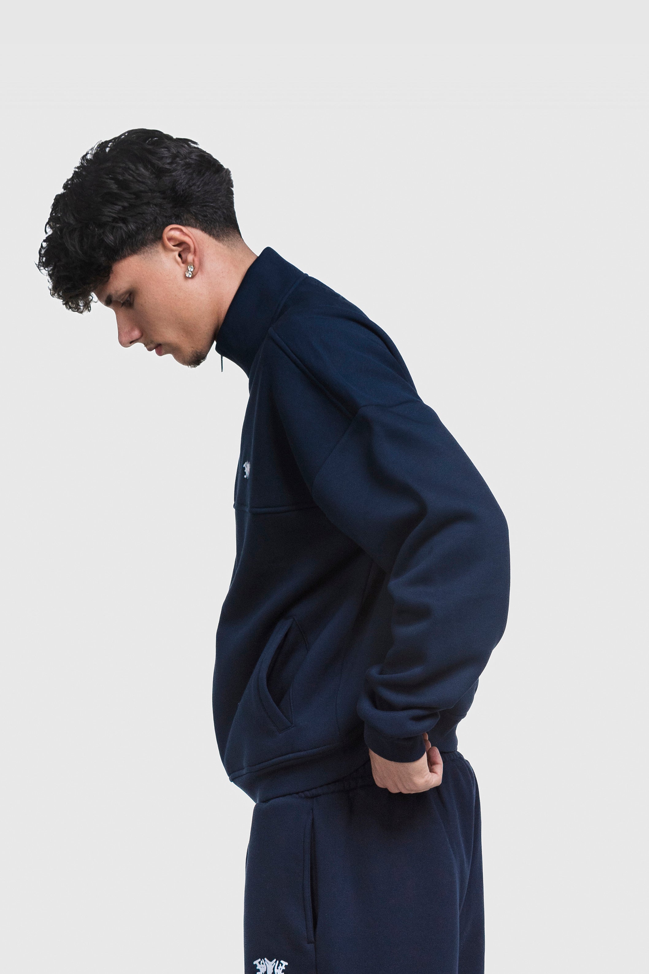 BASIC HIGH NECK ZIP NAVY