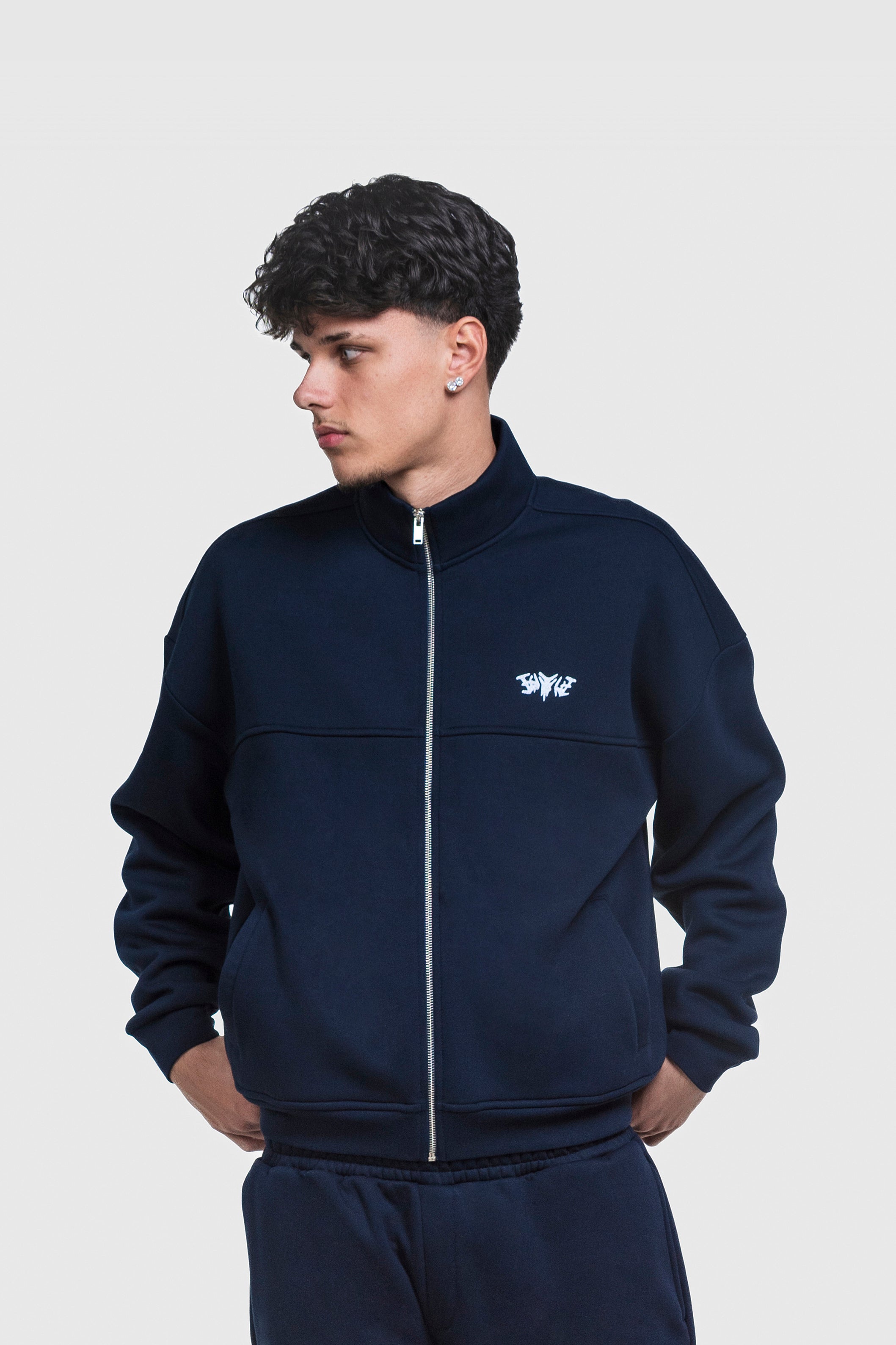 BASIC HIGH NECK ZIP NAVY