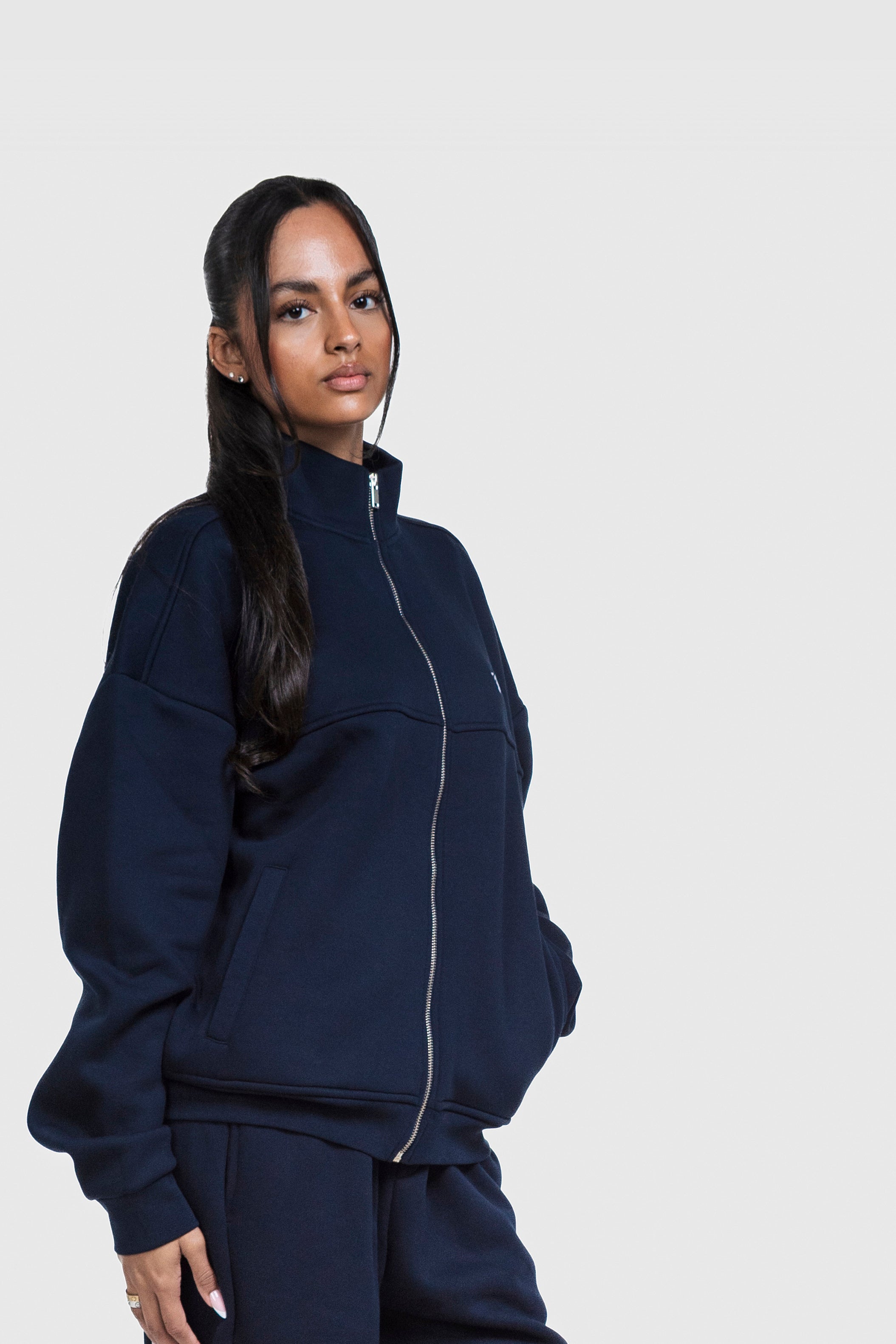 BASIC HIGH NECK ZIP NAVY