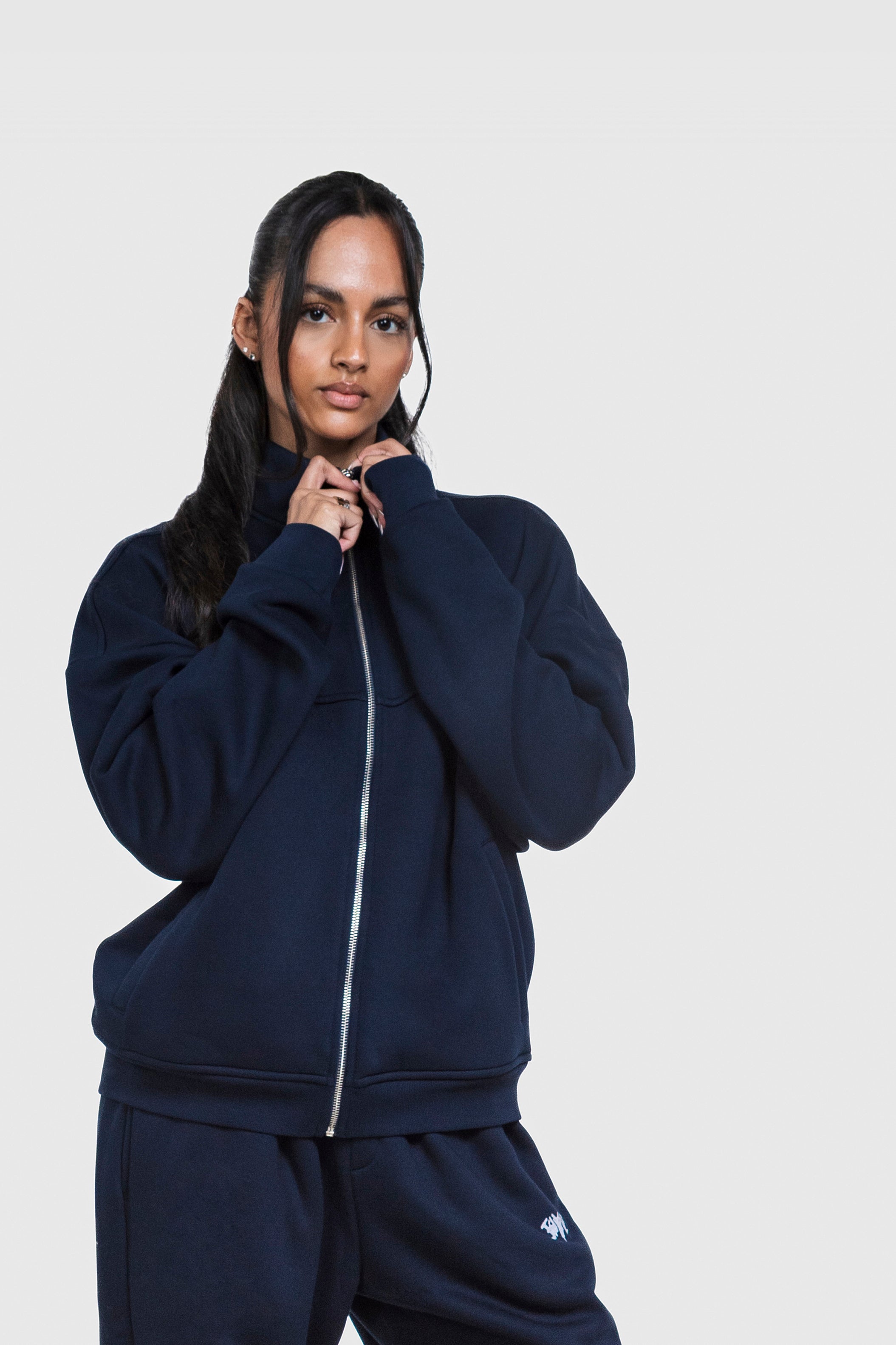 BASIC HIGH NECK ZIP NAVY