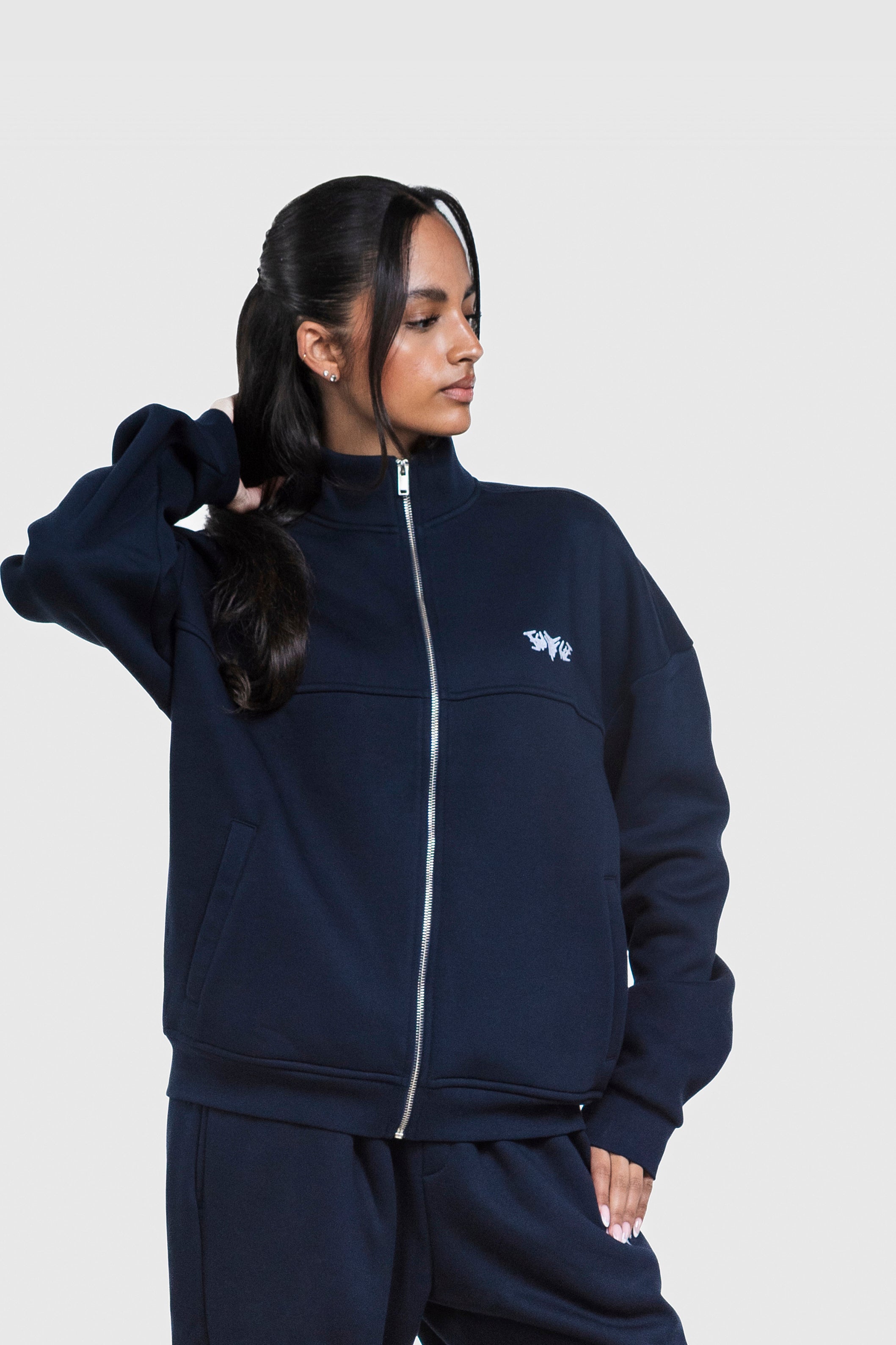 BASIC HIGH NECK ZIP NAVY