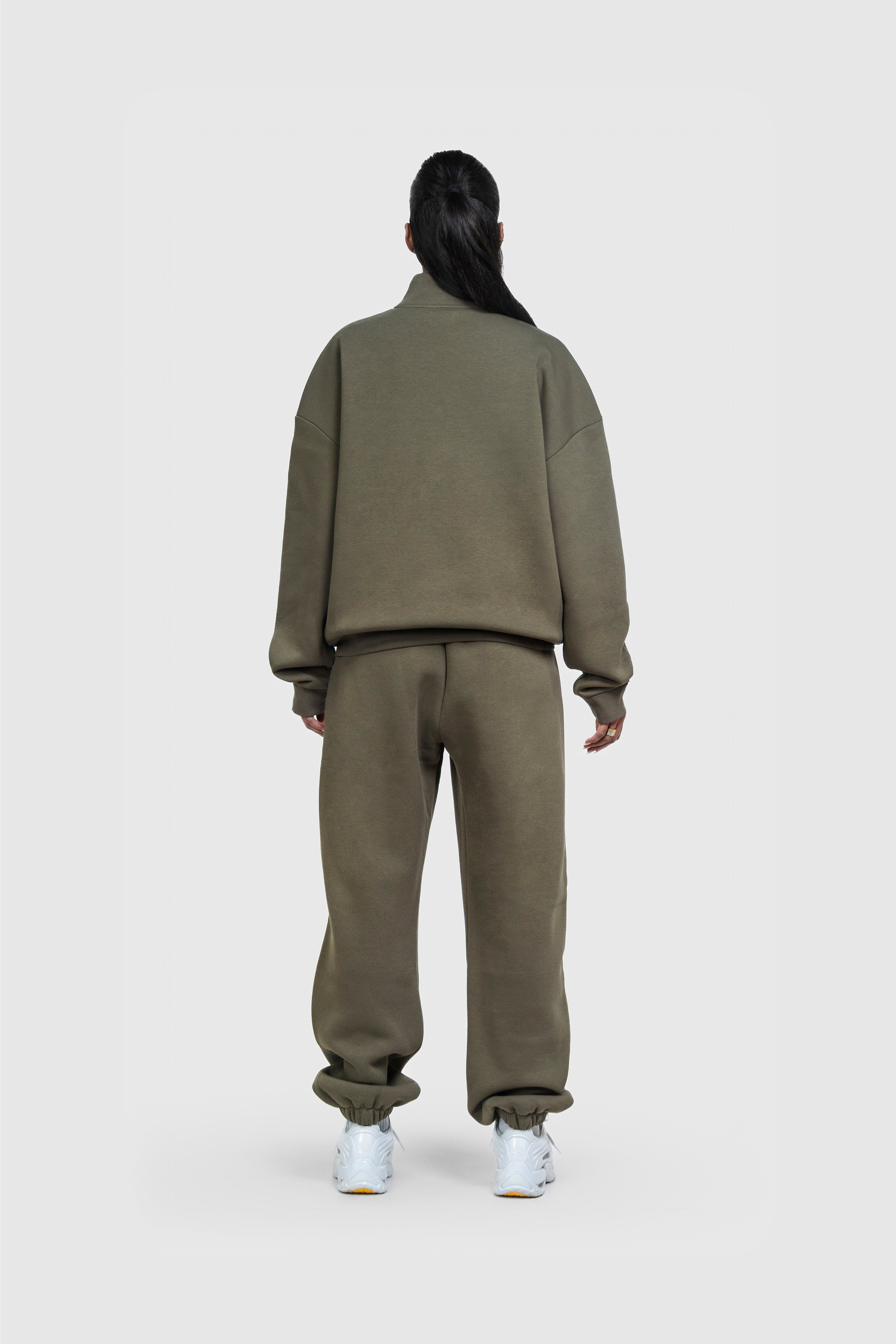 BASIC HIGH NECK ZIP OLIVE