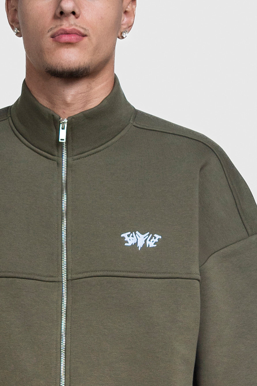 BASIC HIGH NECK ZIP OLIVE