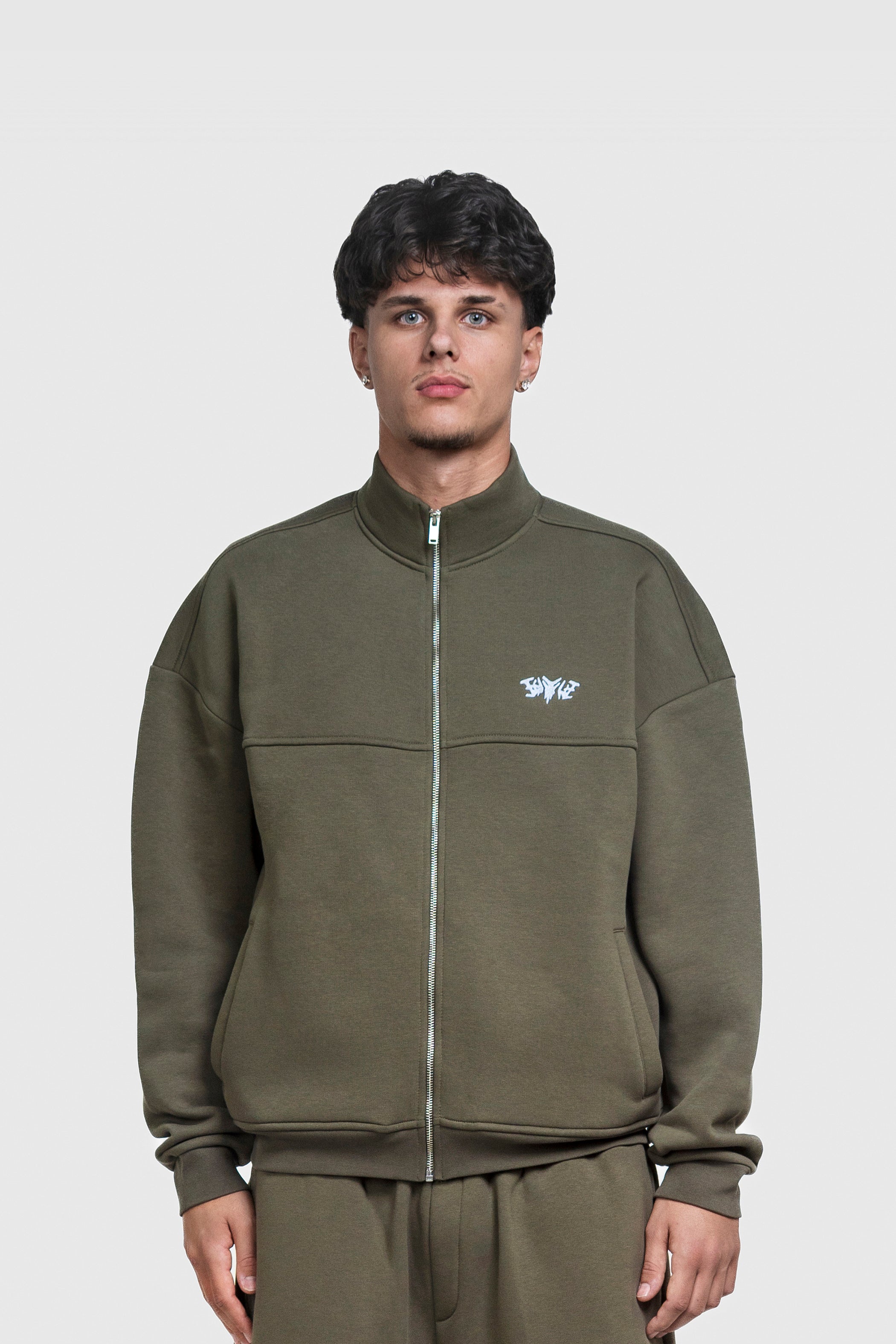 BASIC HIGH NECK ZIP OLIVE