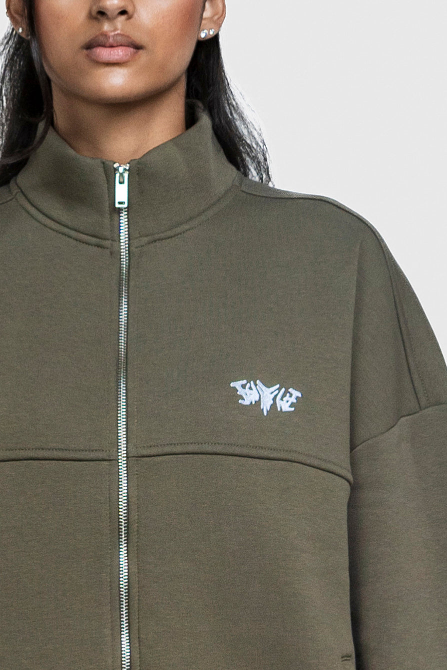 BASIC HIGH NECK ZIP OLIVE