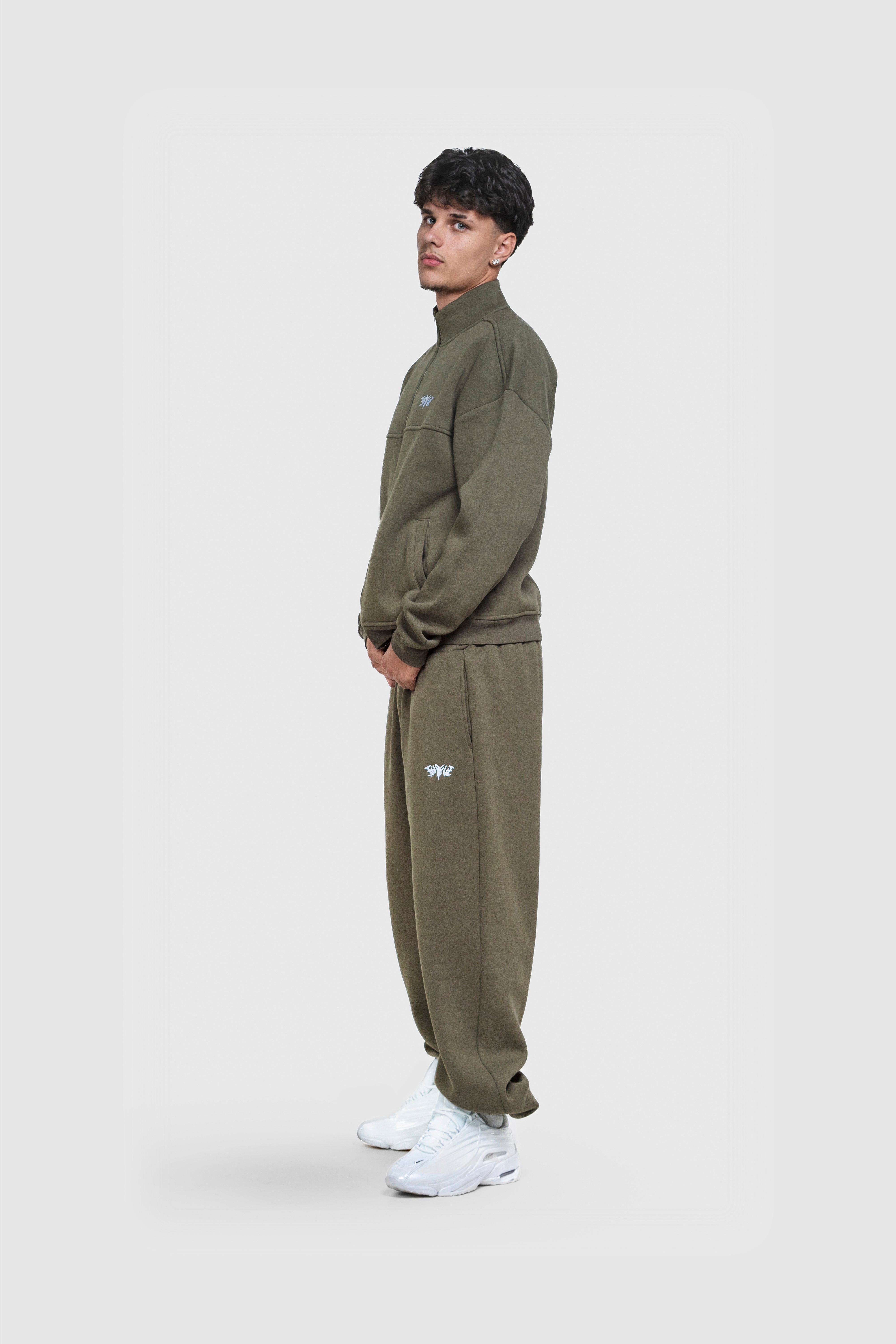 BASIC HIGH NECK ZIP OLIVE