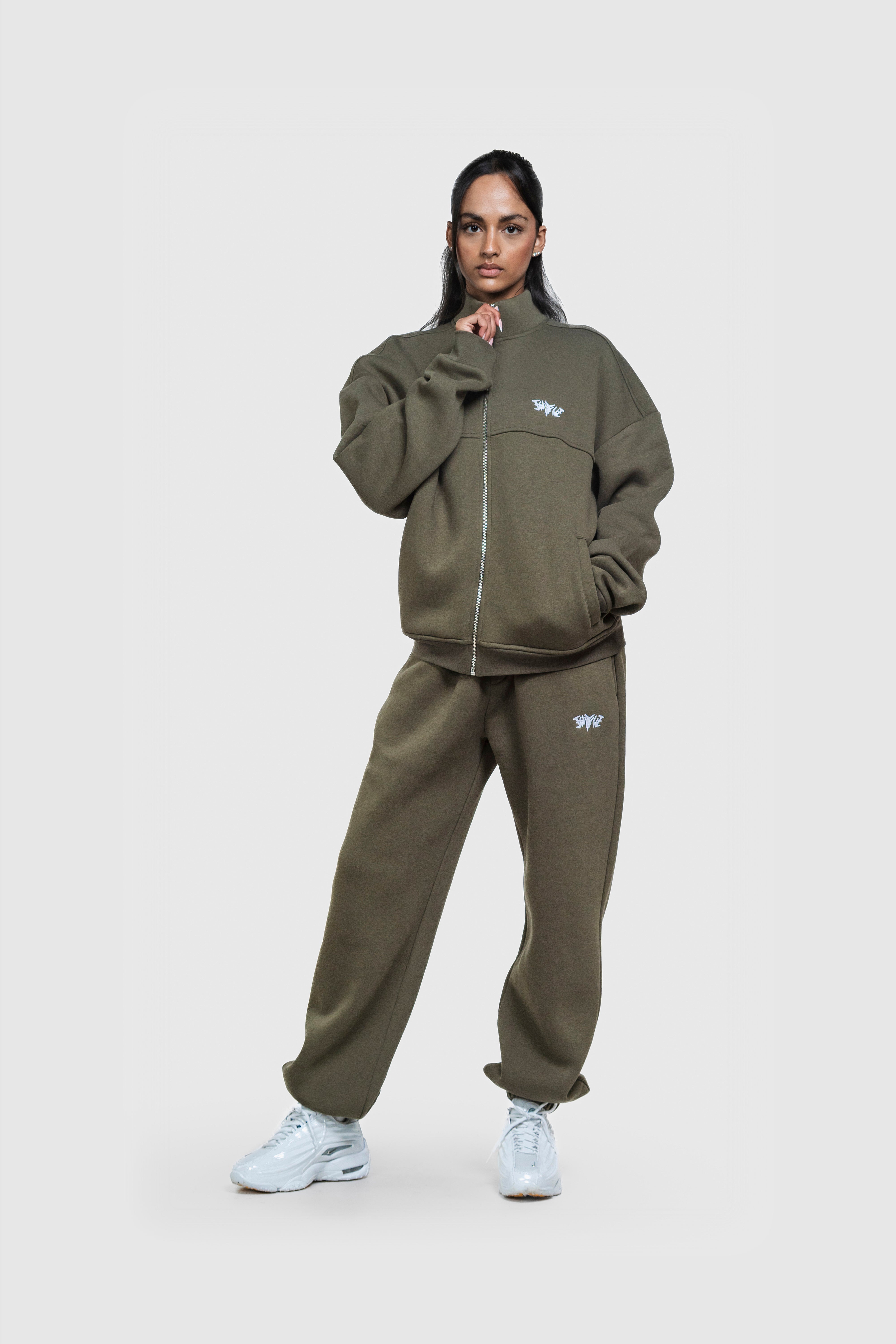 BASIC HIGH NECK ZIP OLIVE