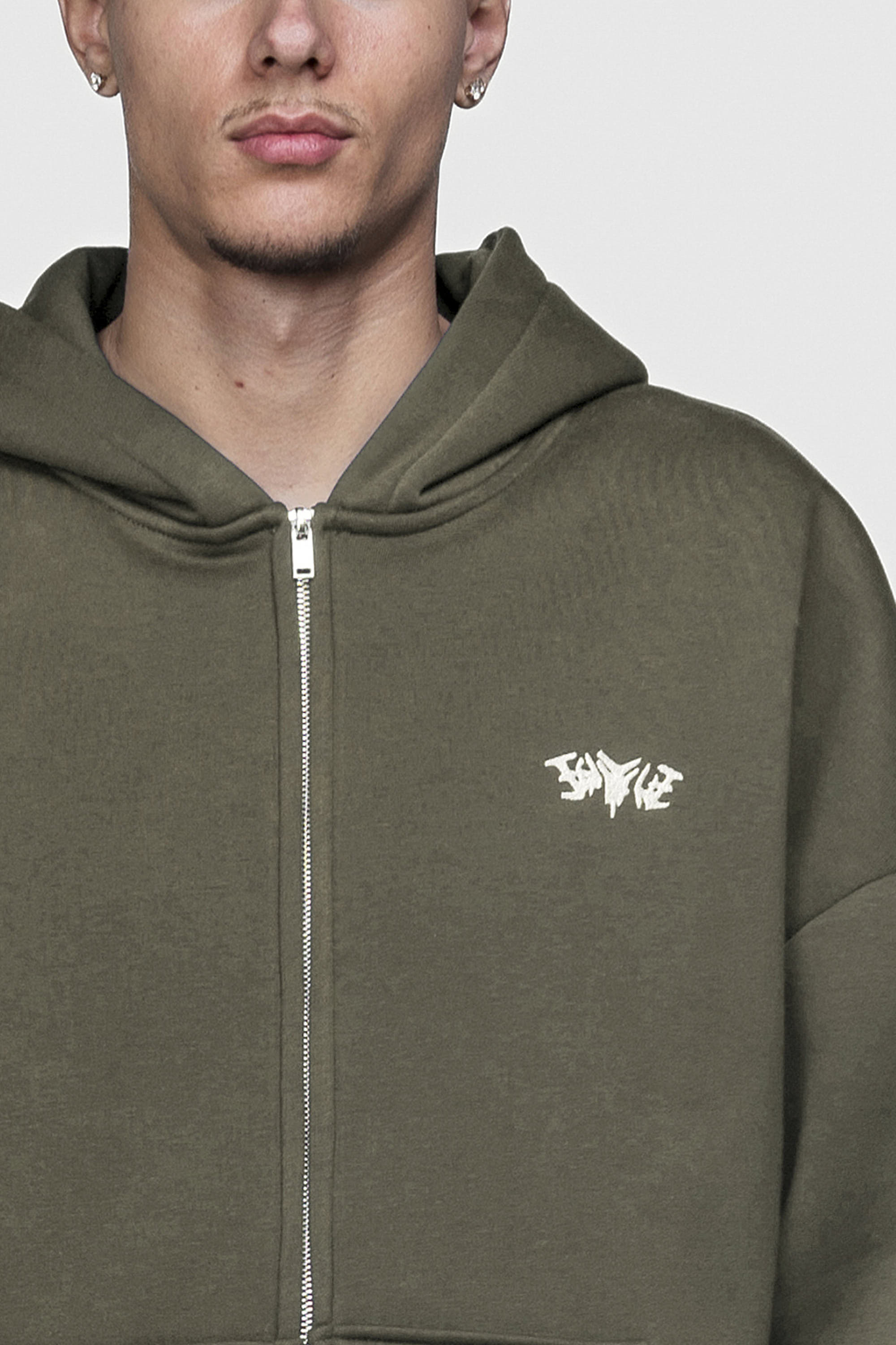 BASIC ZIP HOODIE OLIVE