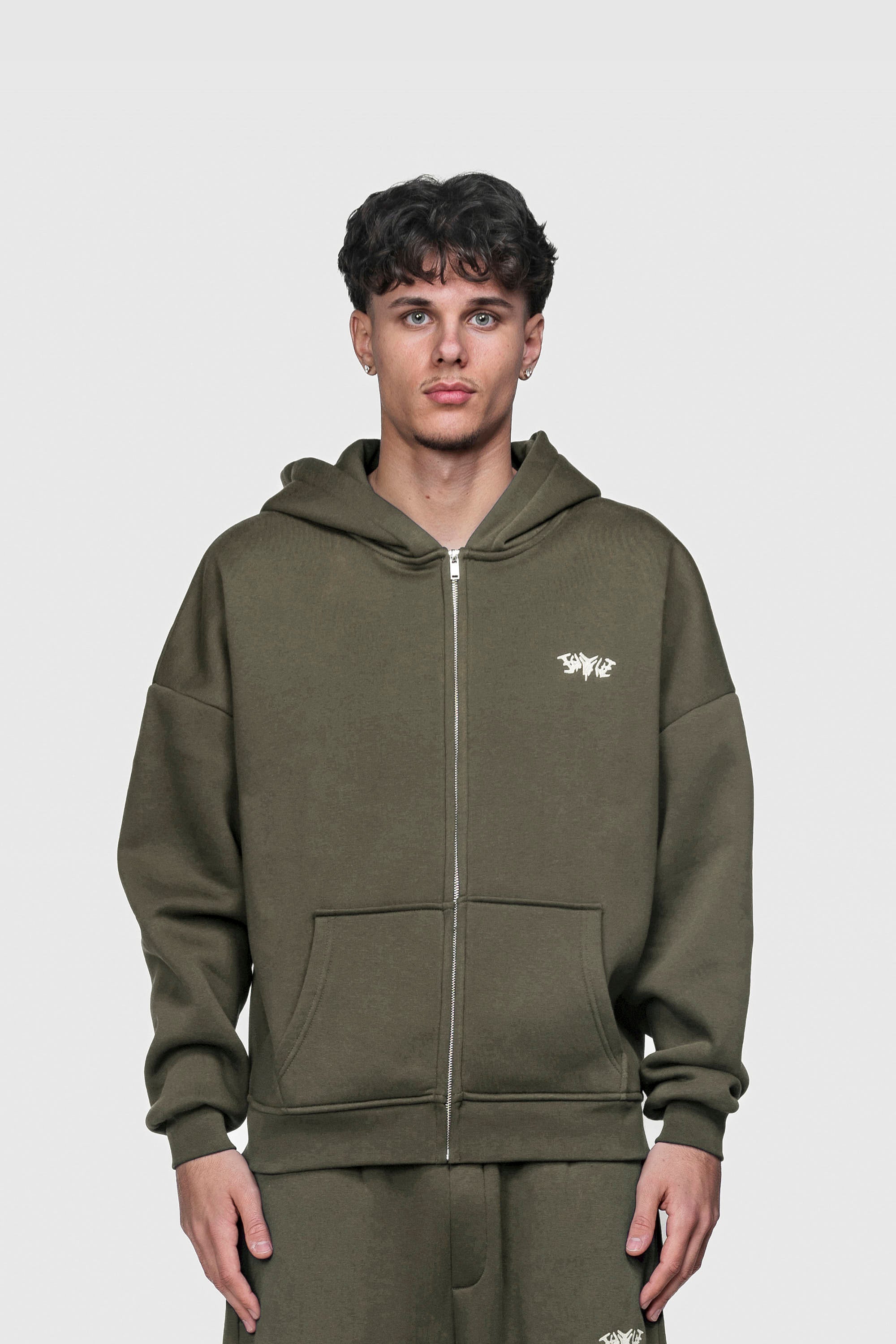BASIC ZIP HOODIE OLIVE