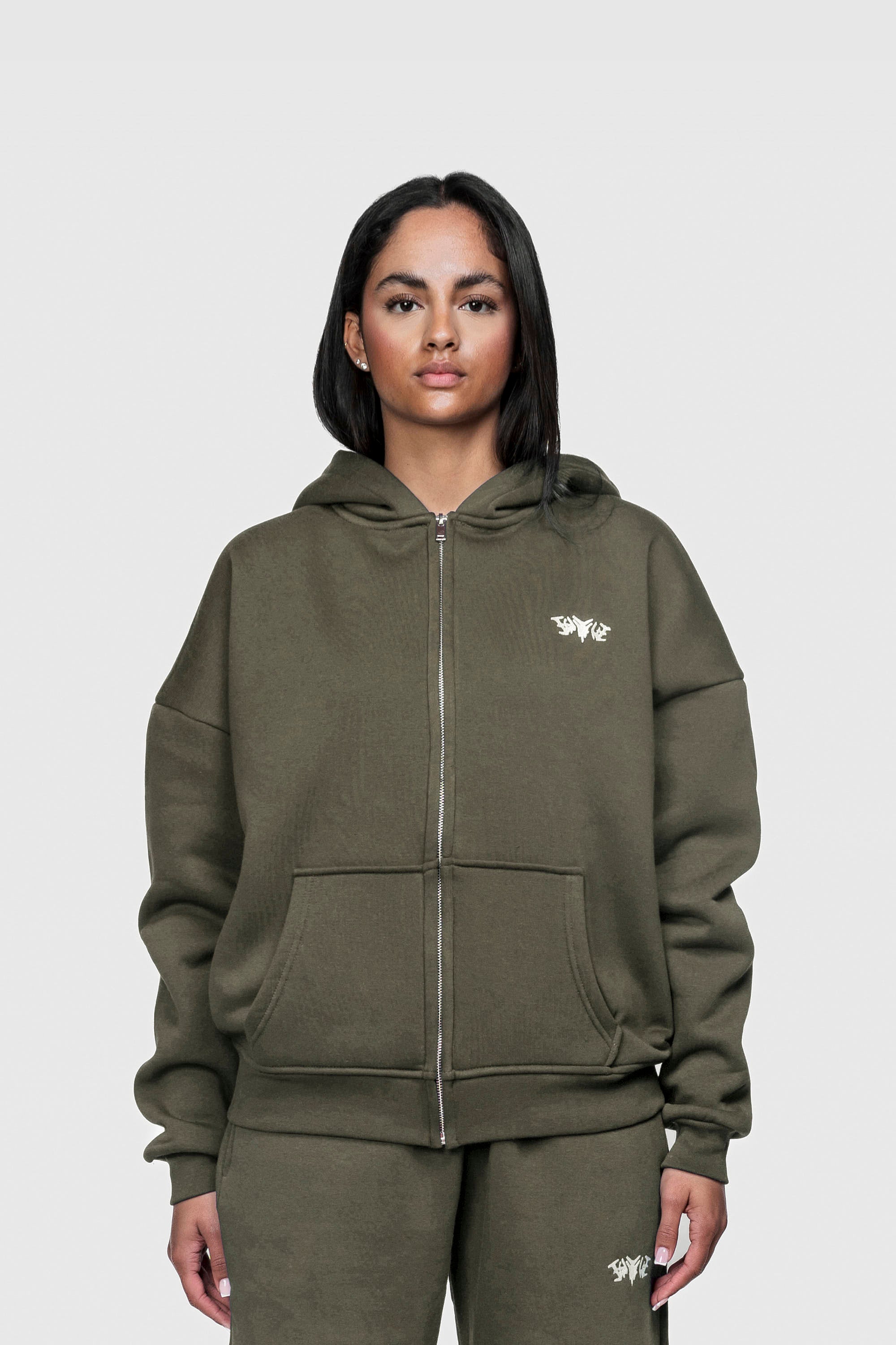 BASIC ZIP HOODIE OLIVE
