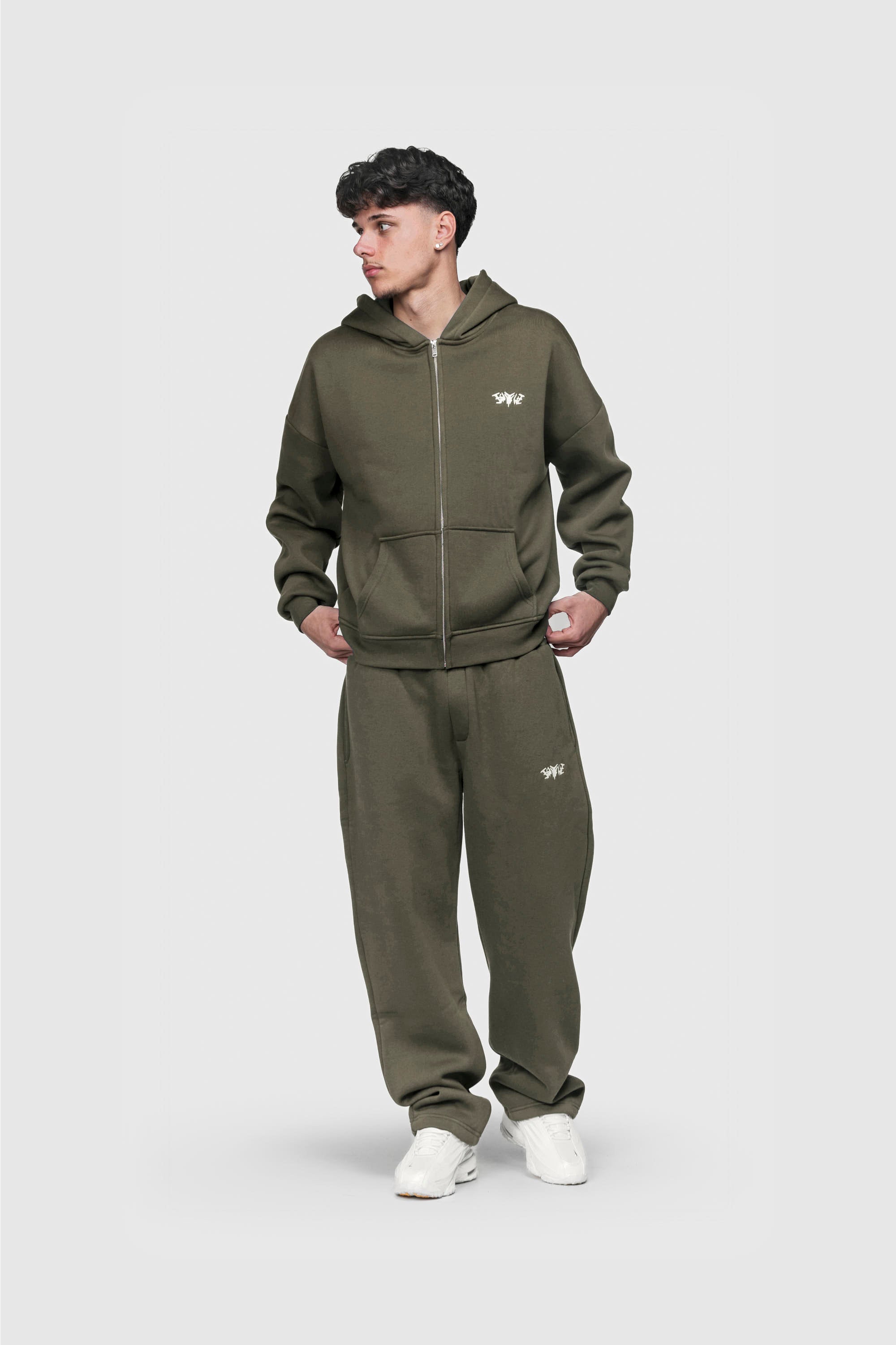 BASIC ZIP HOODIE OLIVE