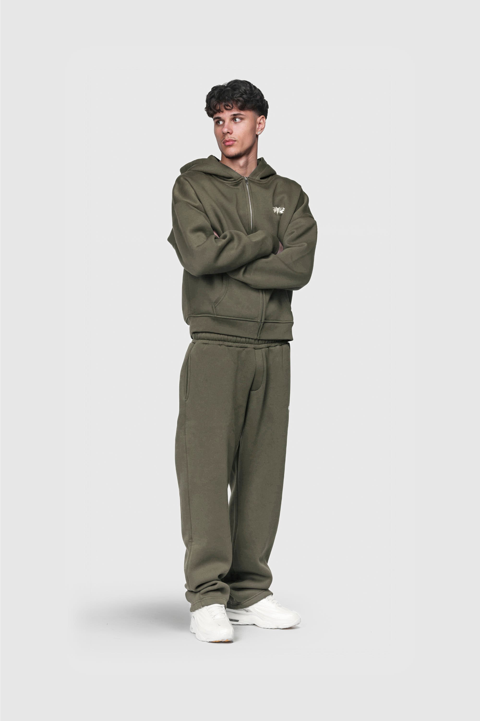 BASIC ZIP HOODIE OLIVE