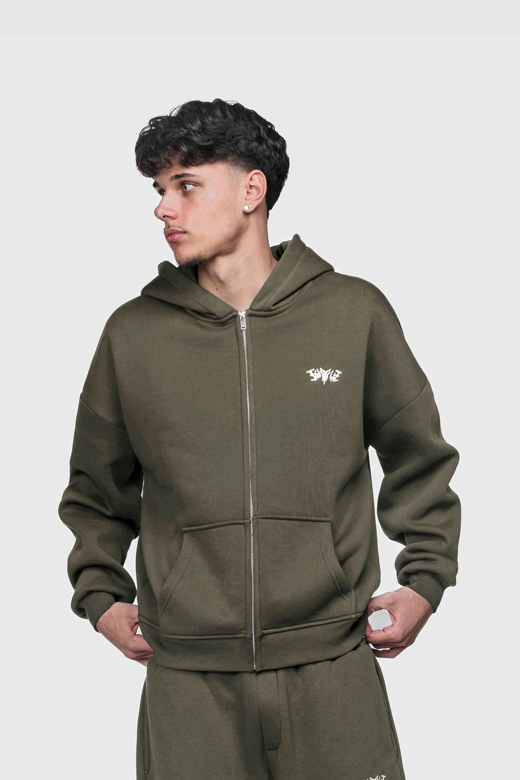 BASIC ZIP HOODIE OLIVE