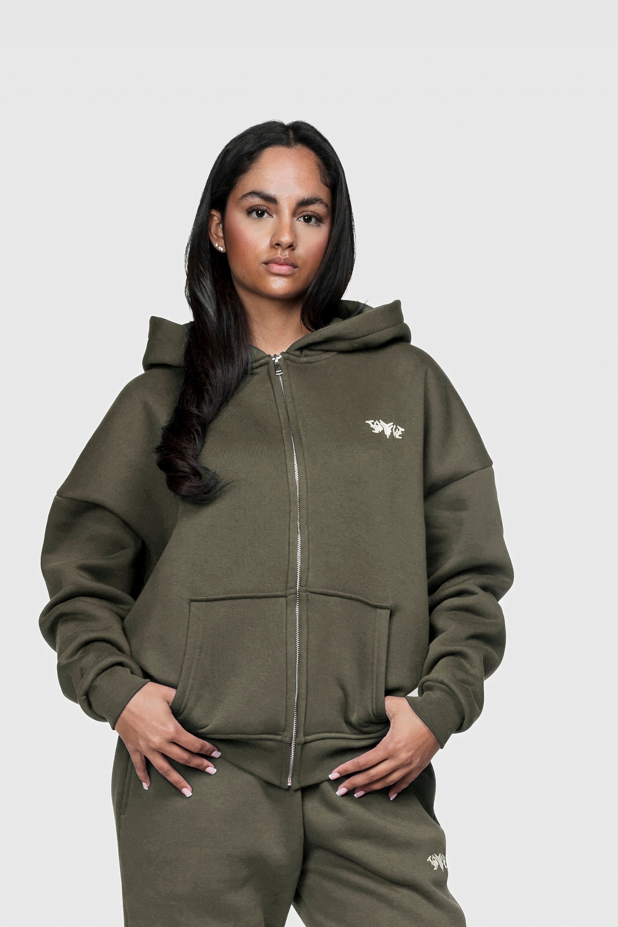 BASIC ZIP HOODIE OLIVE