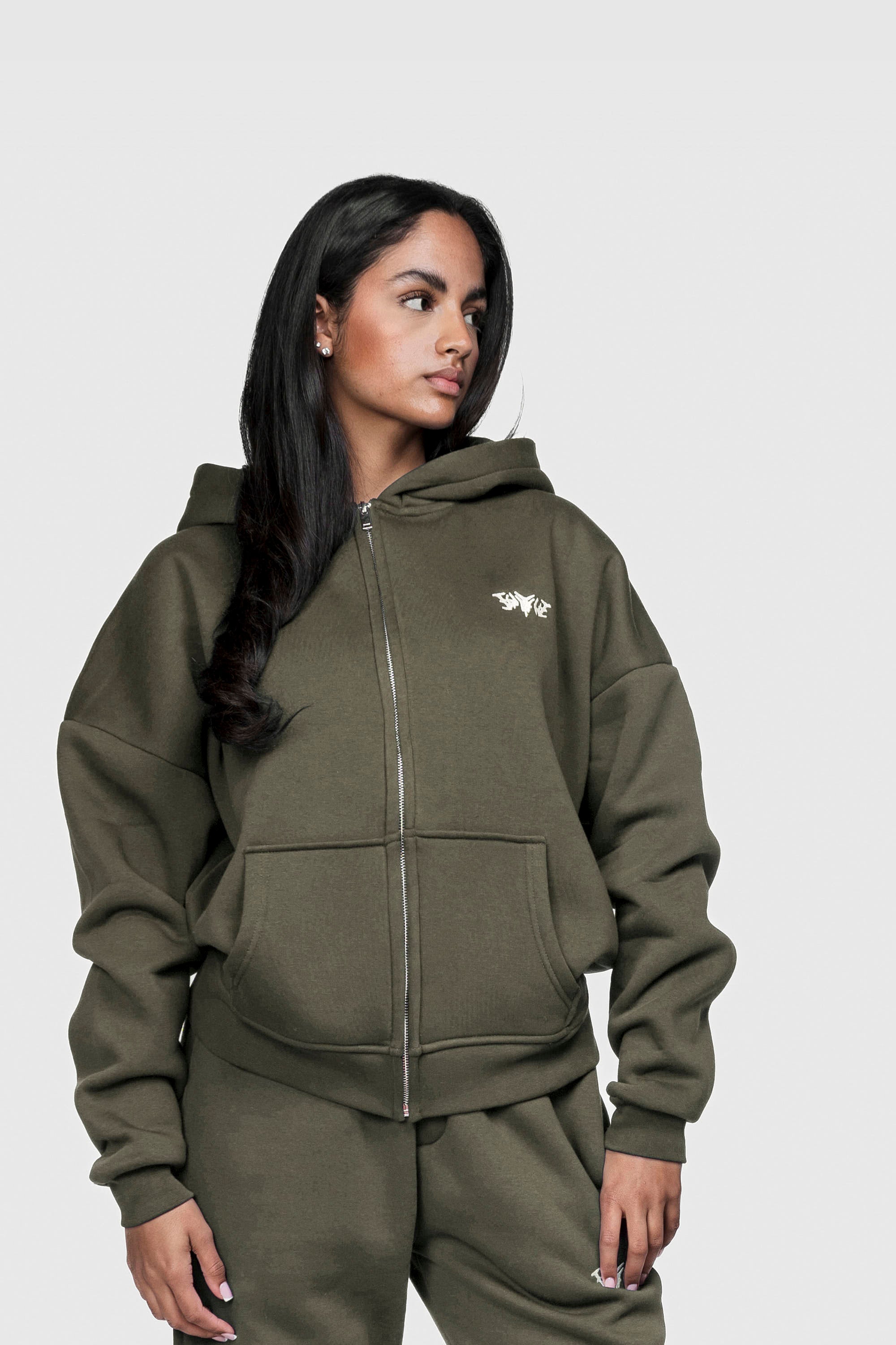 BASIC ZIP HOODIE OLIVE
