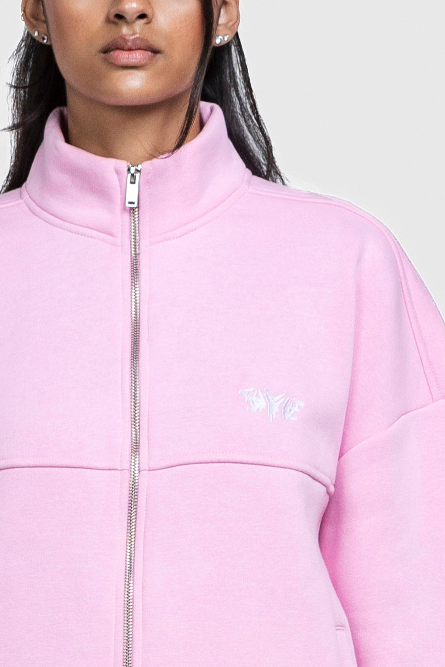 BASIC HIGH NECK ZIP PINK